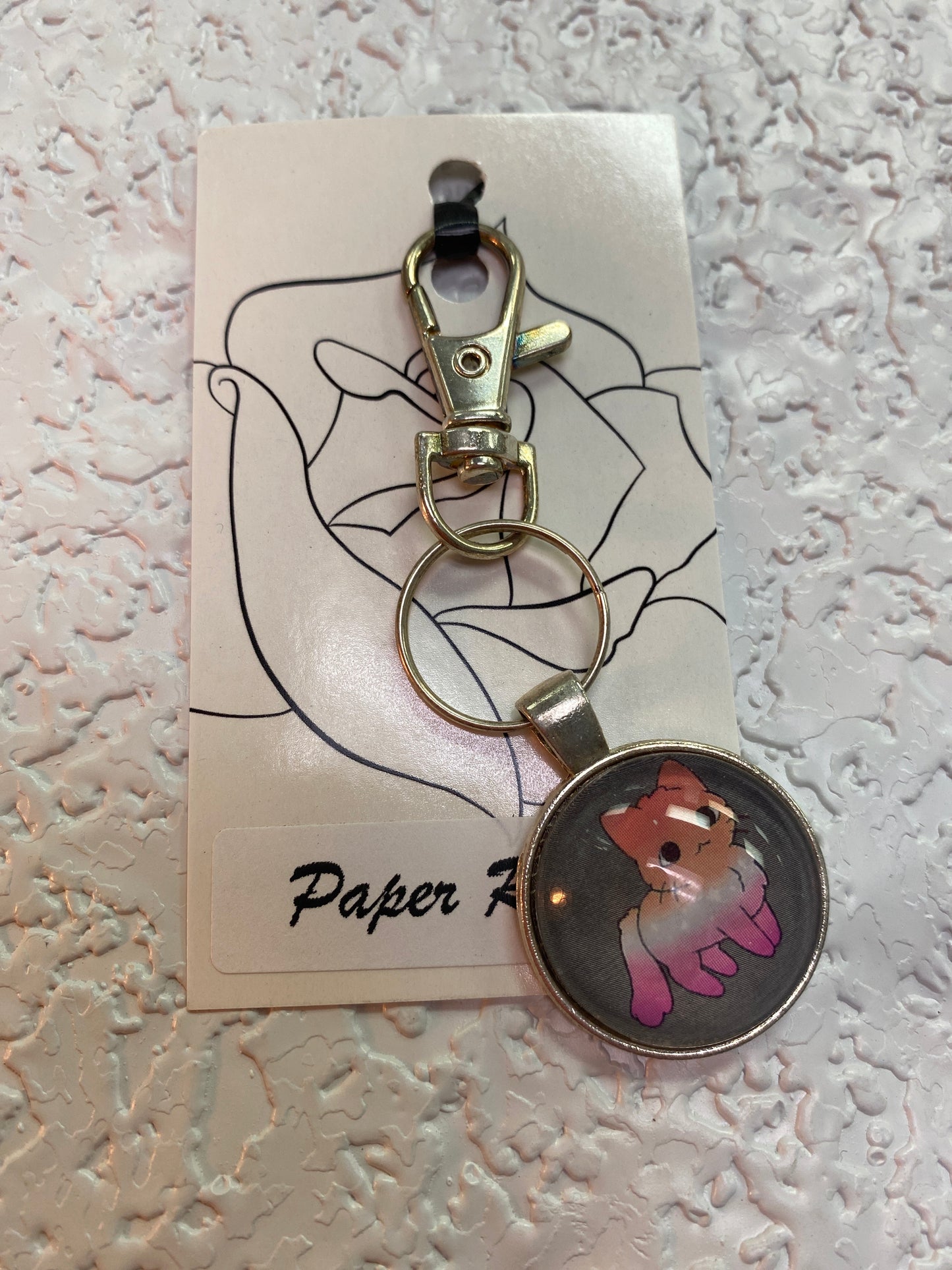 LESBIAN CAT SILVER KEYCHAIN