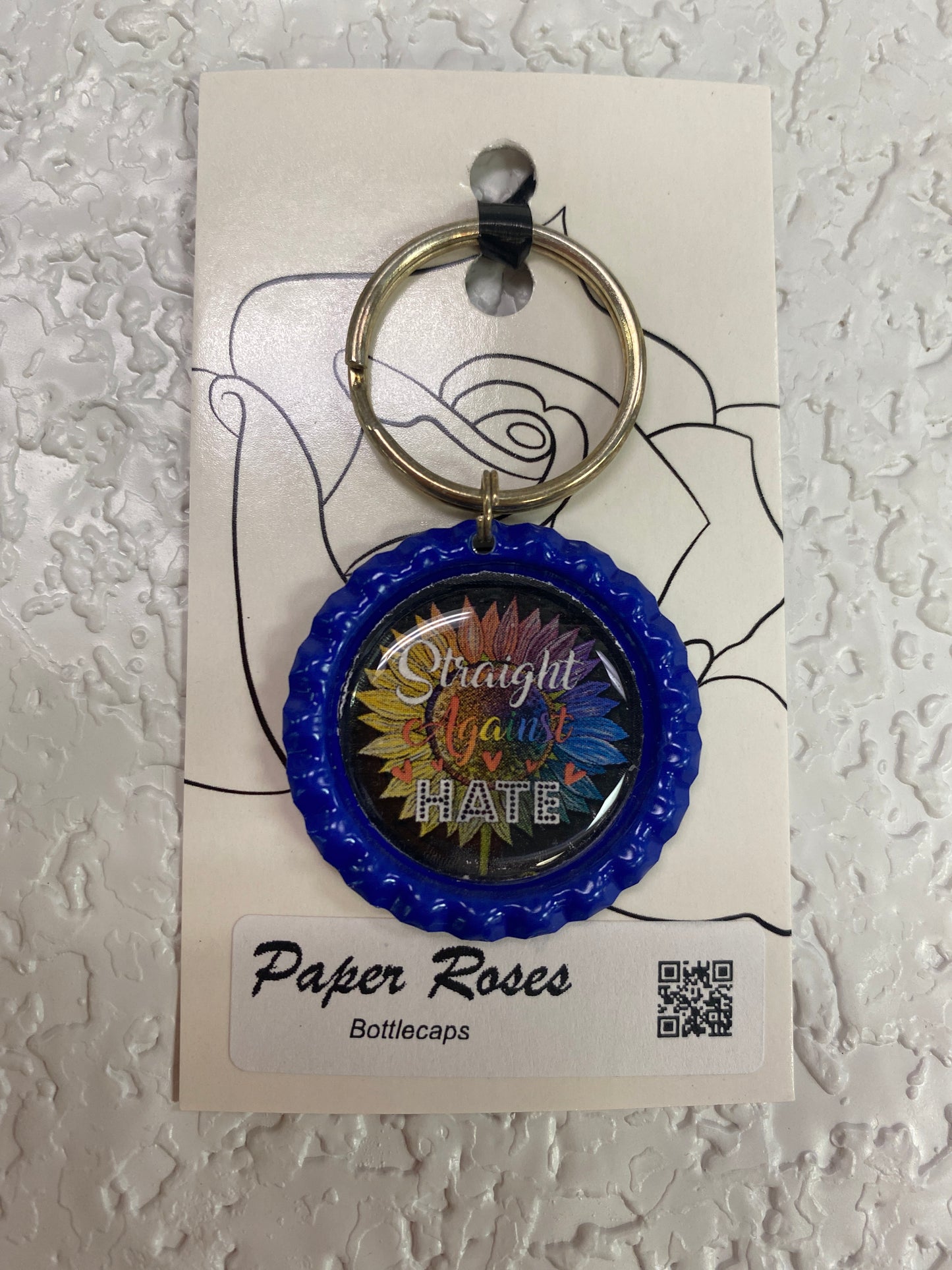 PURPLE STRAIGHT BOTTLE CAP KEYCHAIN