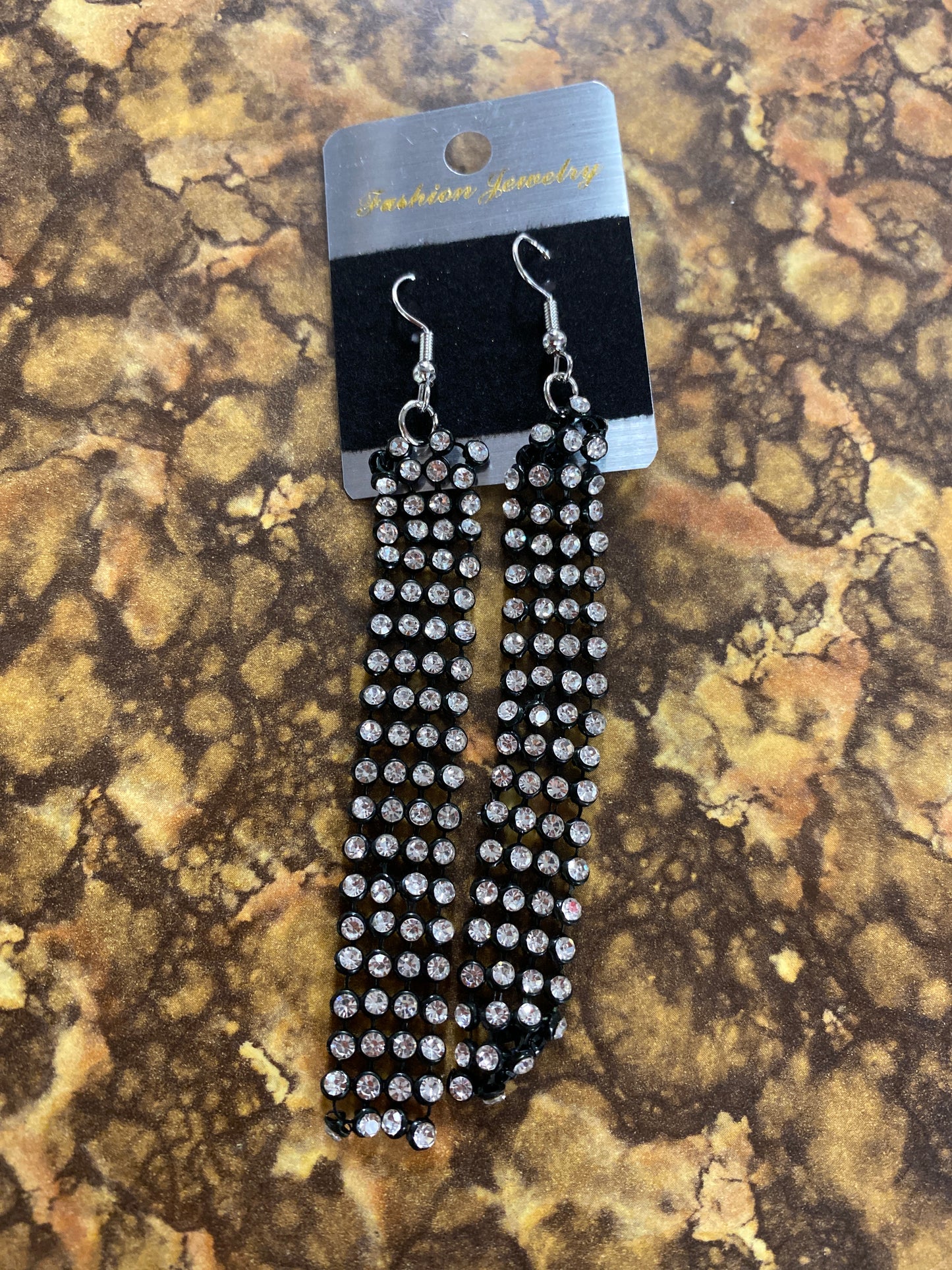 BLACK SILVER DANGLE EARRINGS