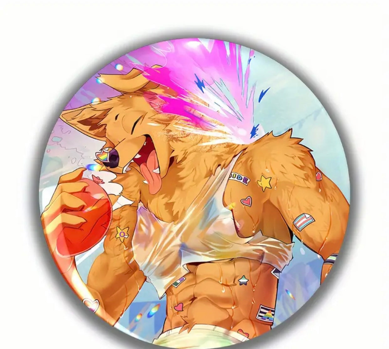 CARTOON FASHION WATERBLOON WOLF BUTTON