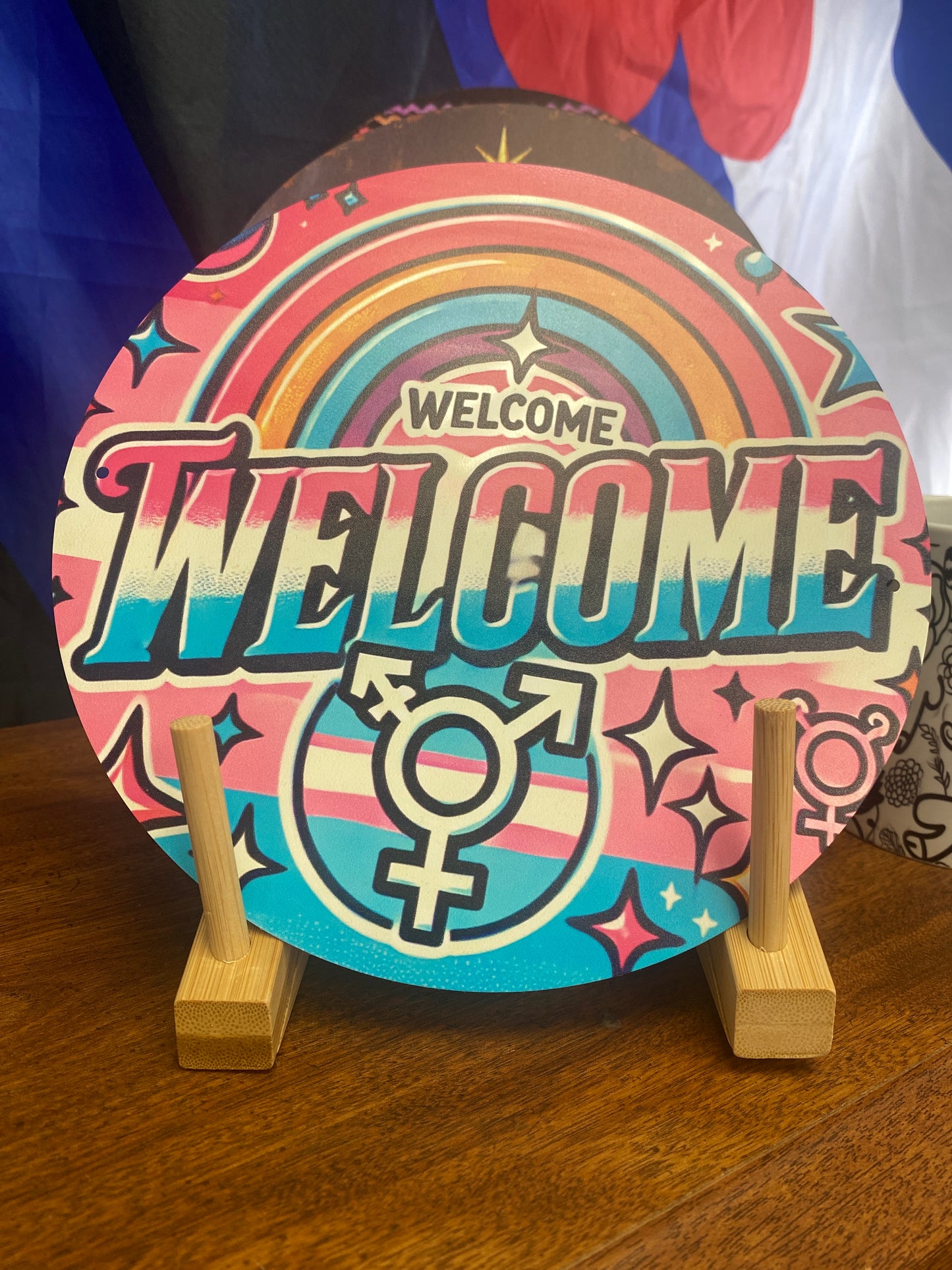 WELCOME TRANS METAL SIGN