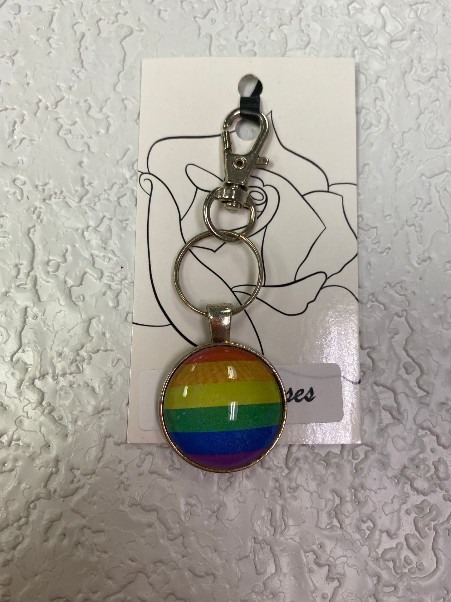 RAINBOW PRIDE SILVER KEYCHAIN
