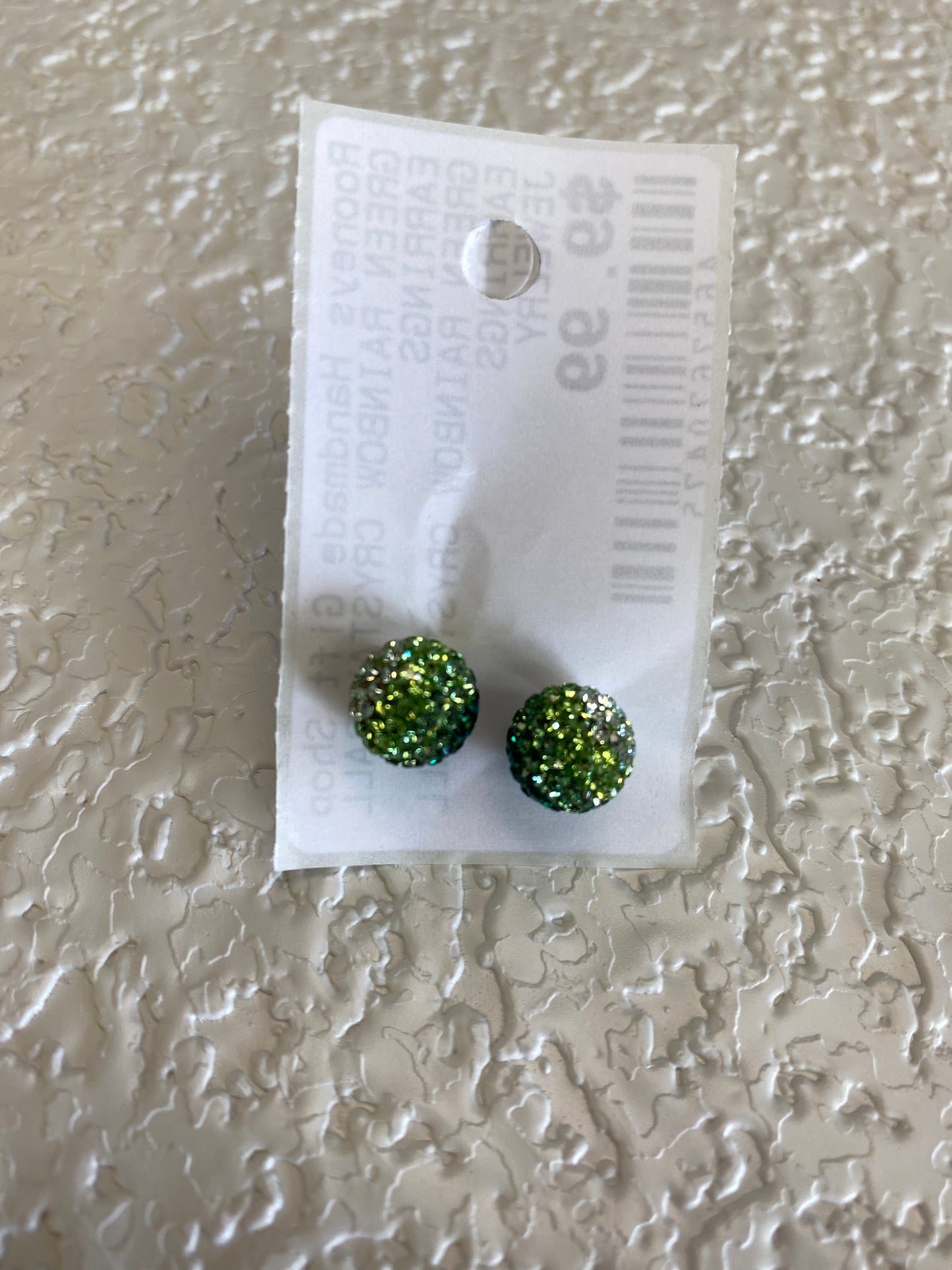 GREEN RAINBOW CRYSTAL BALL EARRINGS