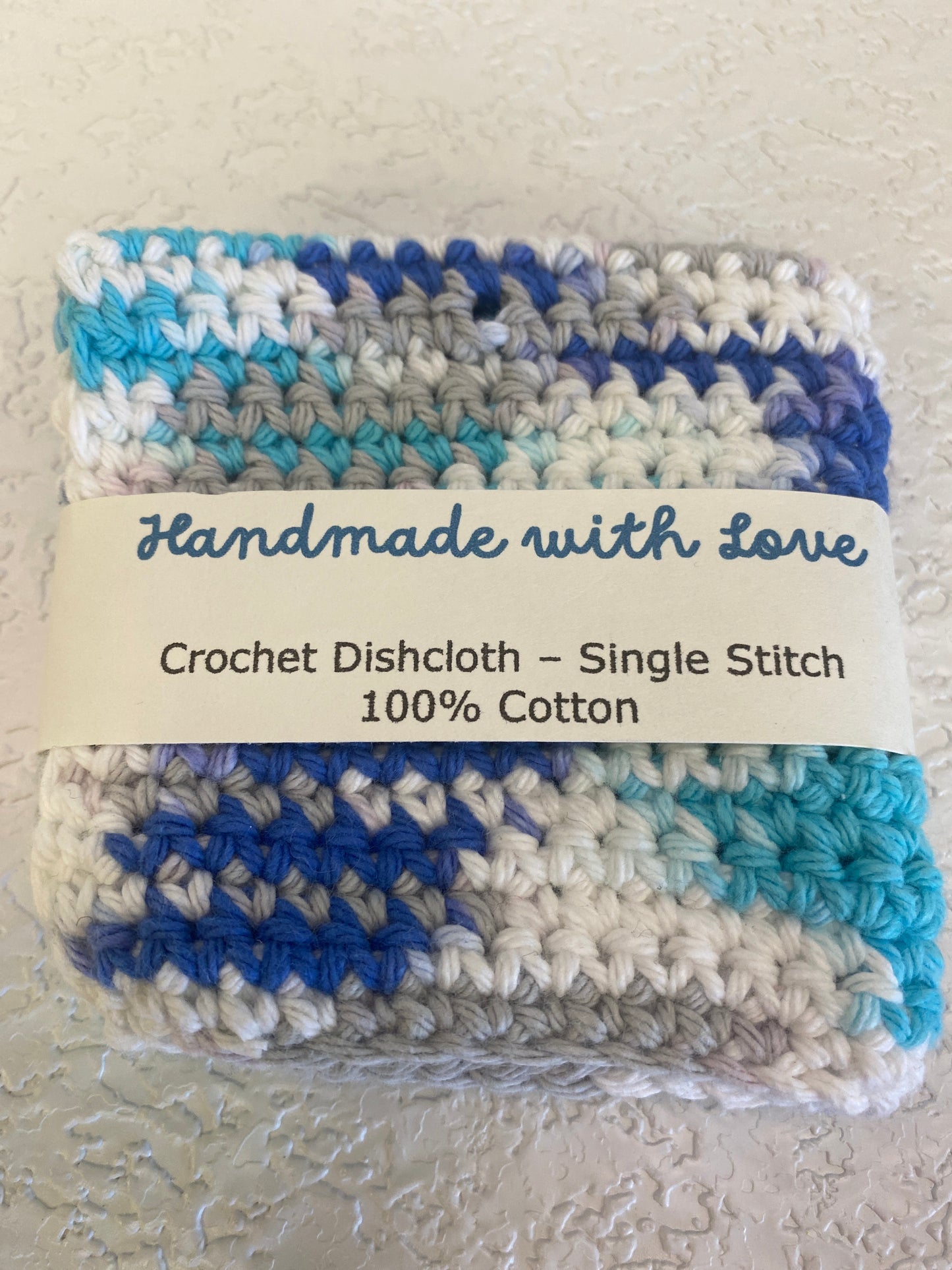 DISH CLOTH BLUE GREY WHITE