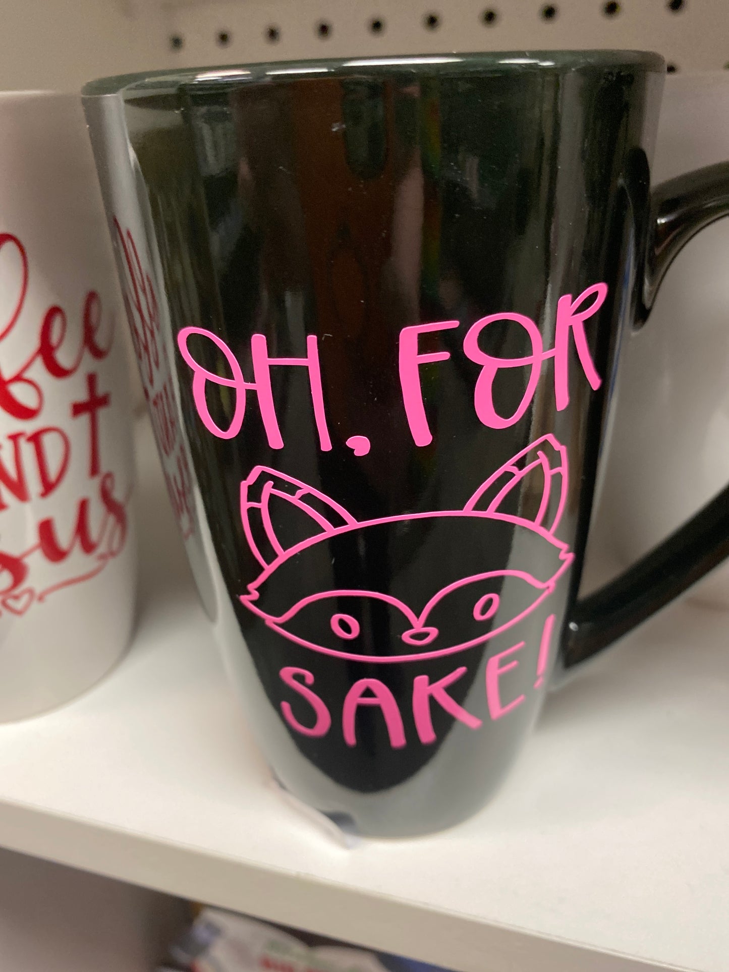 Black coffee mug for fox sakes