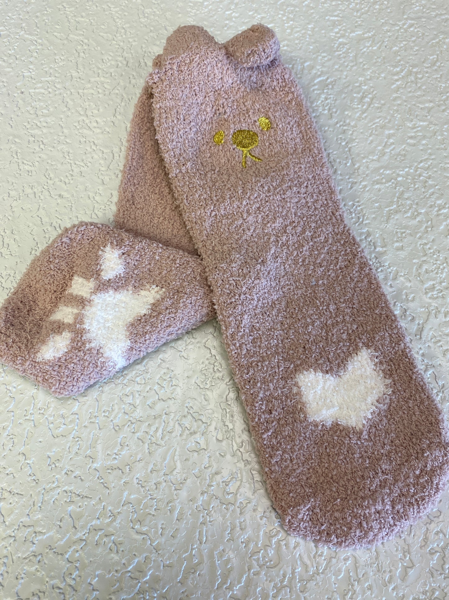 COZY CORAL FLEECE CAT PAW SOCKS PINK