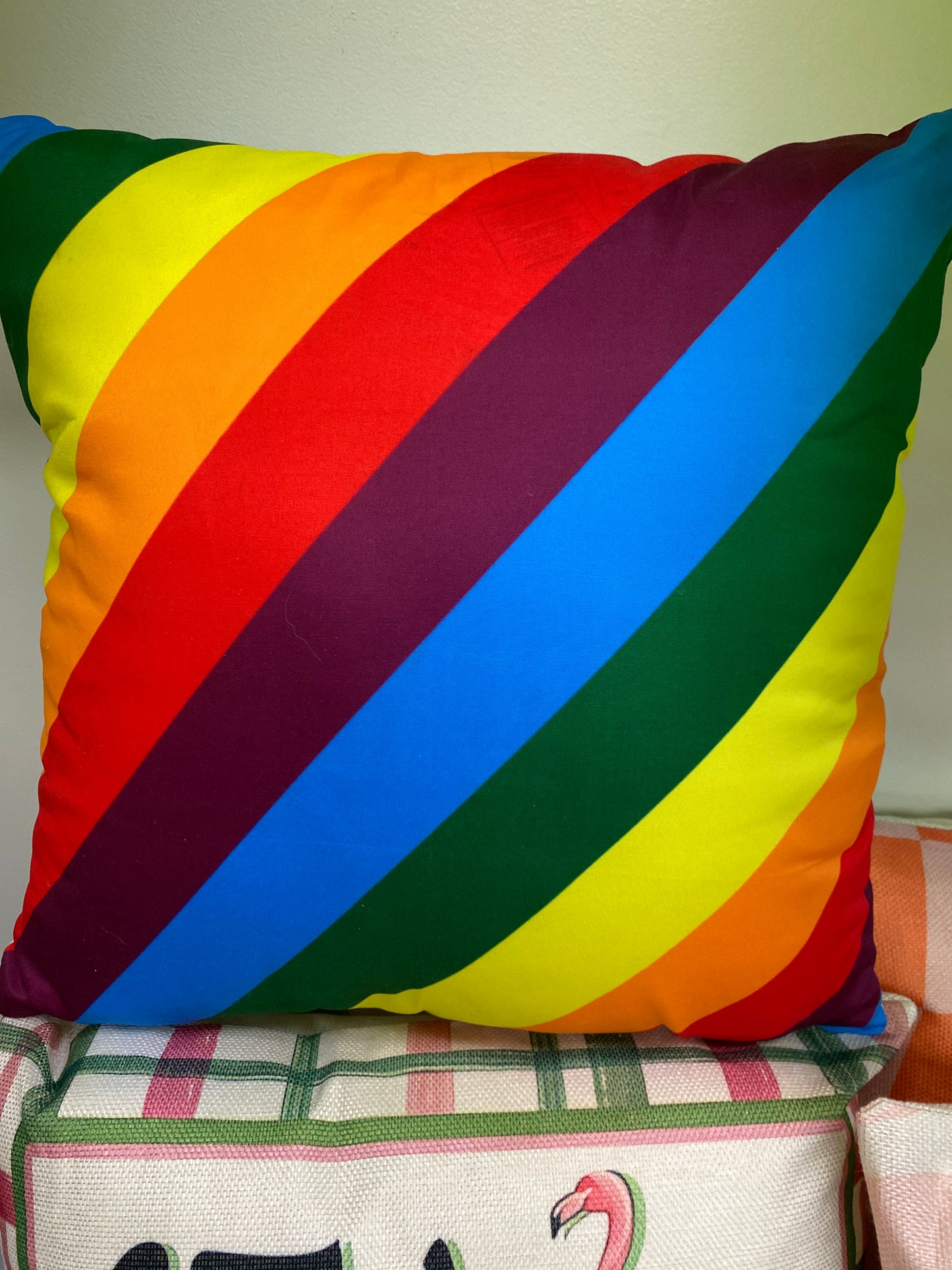 18X18 INCHES RAINBOW SIDEWAYS THROW PILLOW
