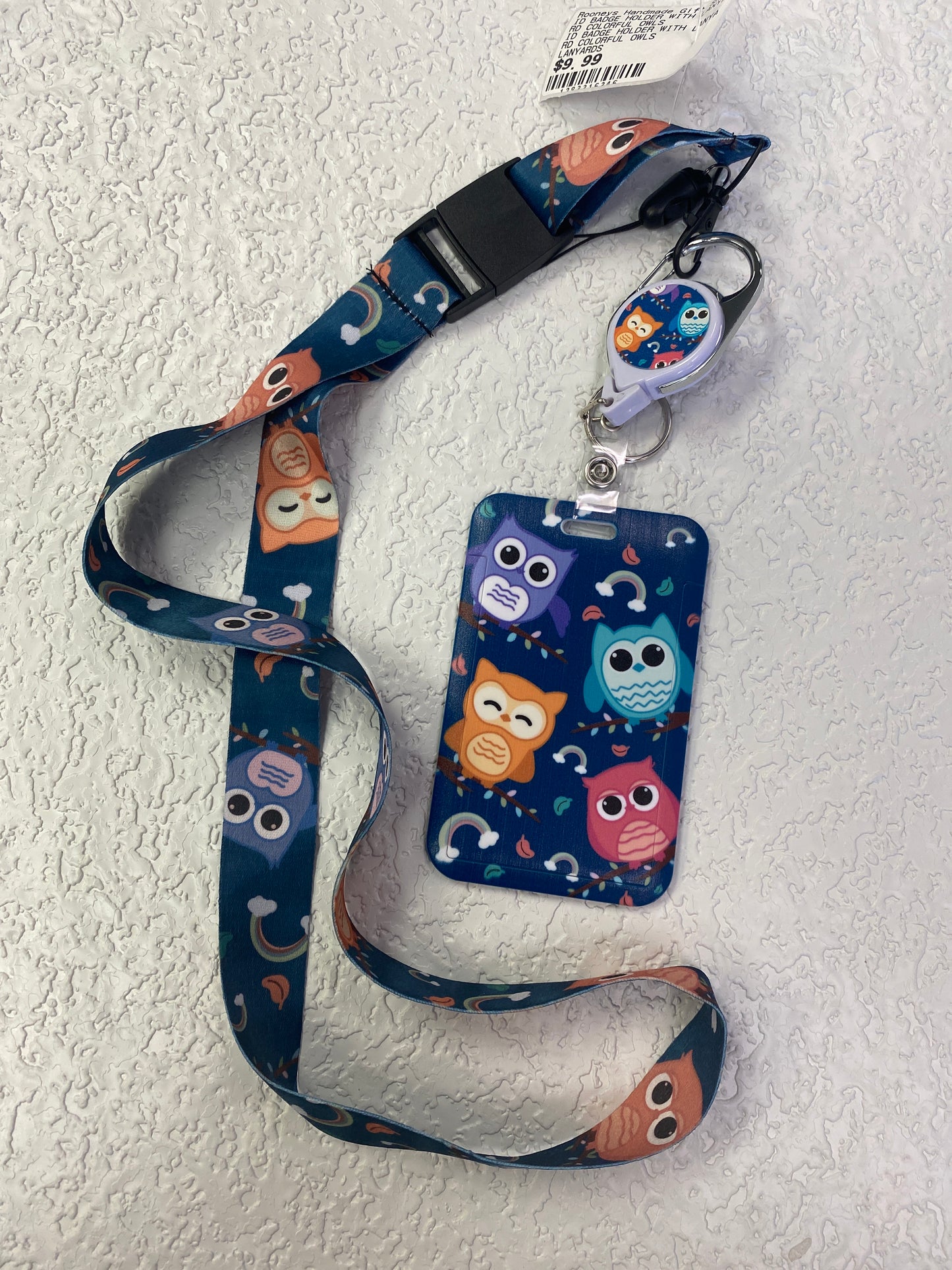 ID BADGE HOLDER WITH LANYARD COLORFUL OWLS