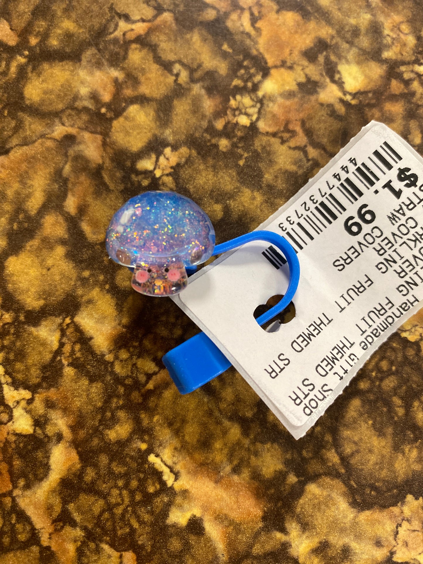 SPARKLE BLUE MUSHROOM STRAW COVER
