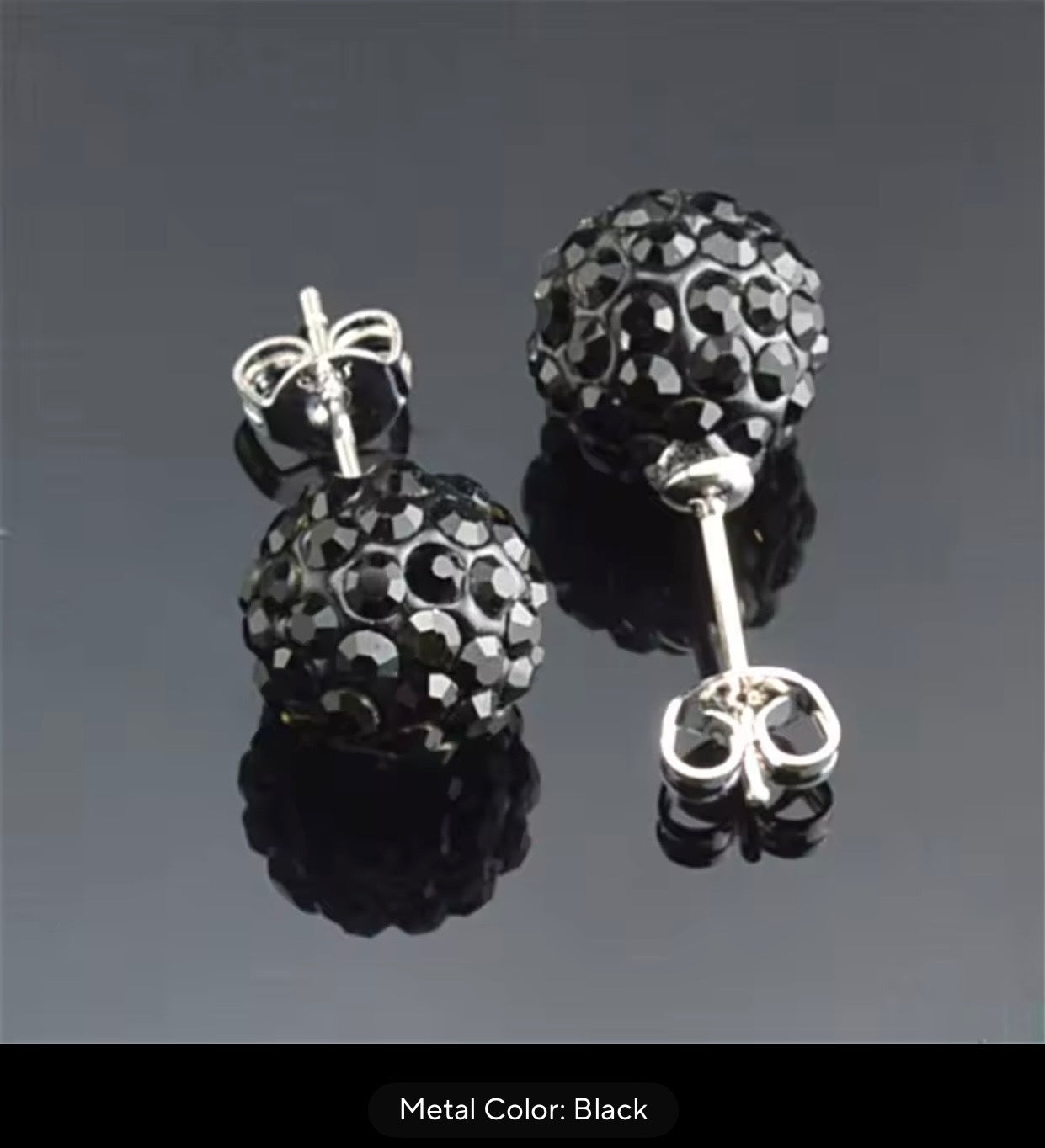 CRYSTAL BALL EARRINGS BLACK