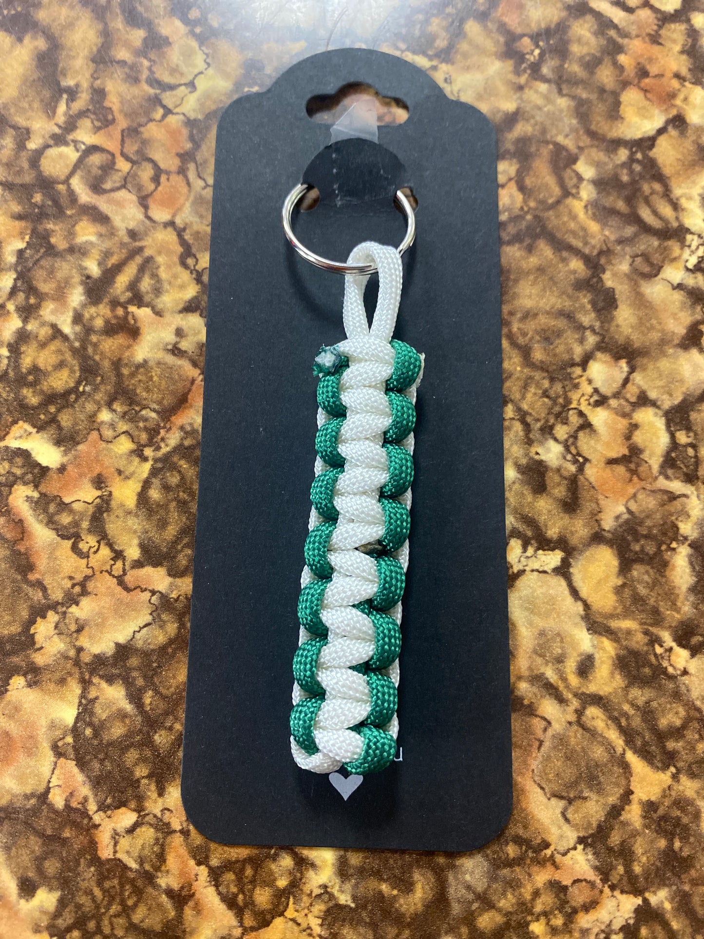 Paracord keychain small cobra green white