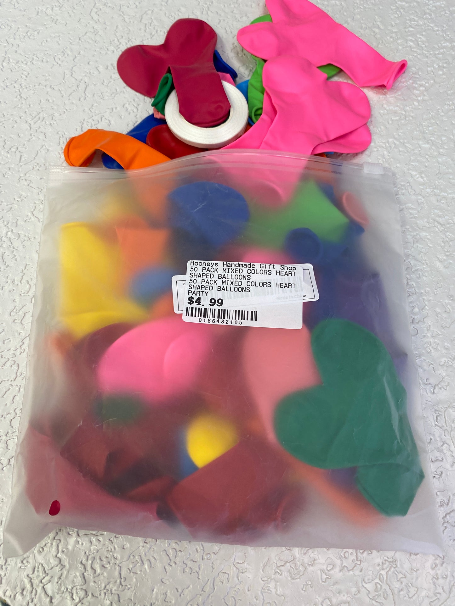 50 PACK MIXED COLORS HEART SHAPED BALLOONS