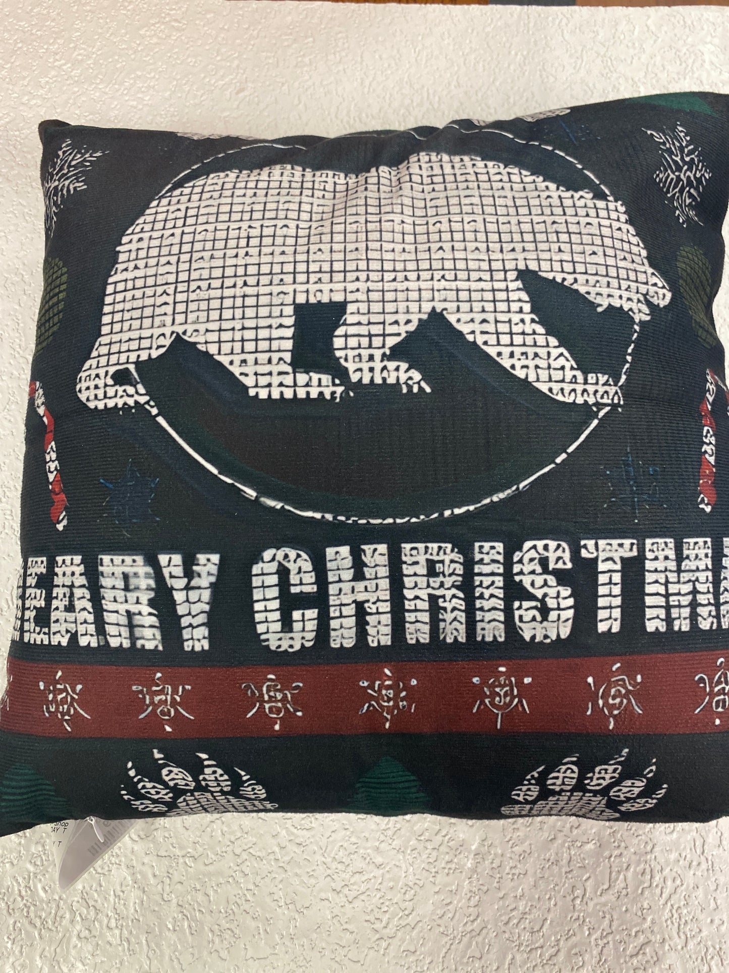 FESTIVE GAY BEAR HOLIDAY THROW CUSHION