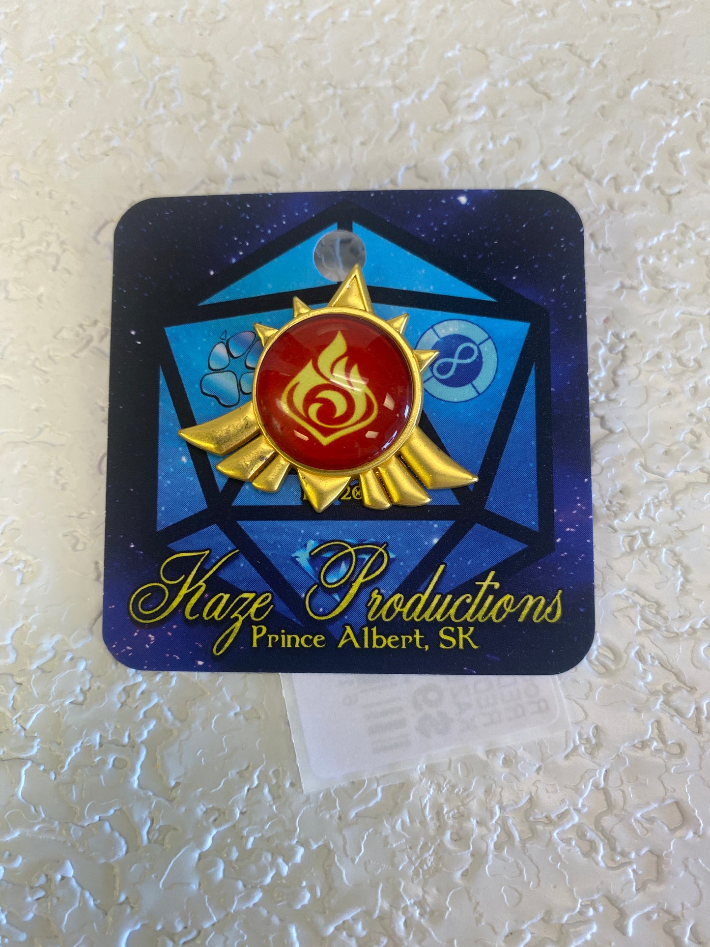 RED GOLD FIRE CREST PIN