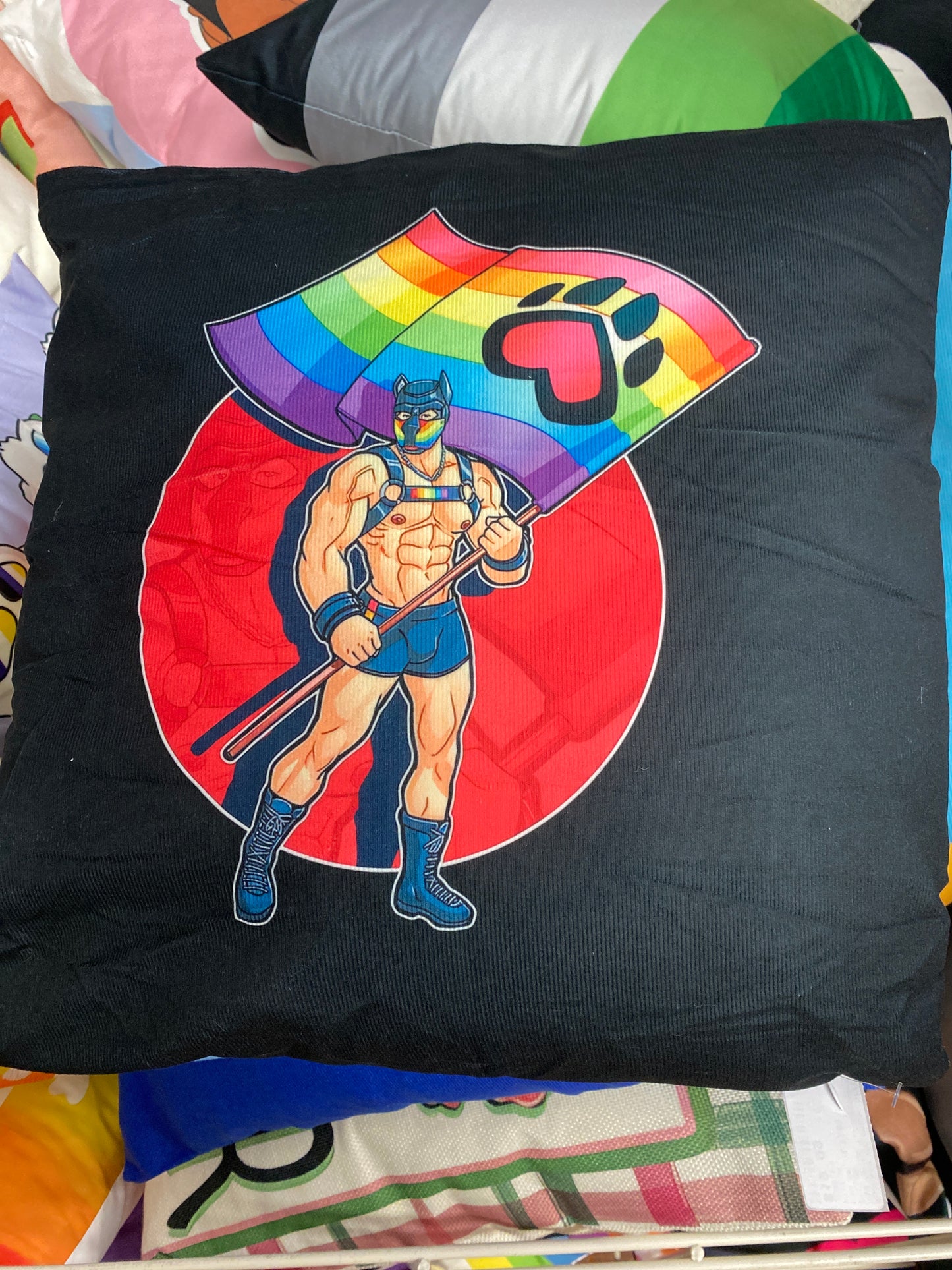 PAW PRIDE FLAG PUPPY THROW PILLOW