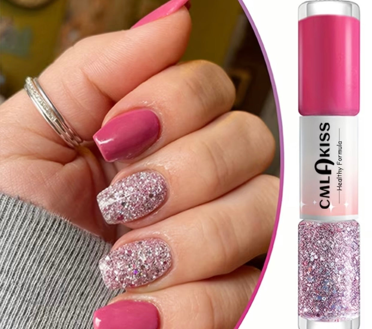NAIL POLISH GLITTER FINE FLASH ROSE RED
