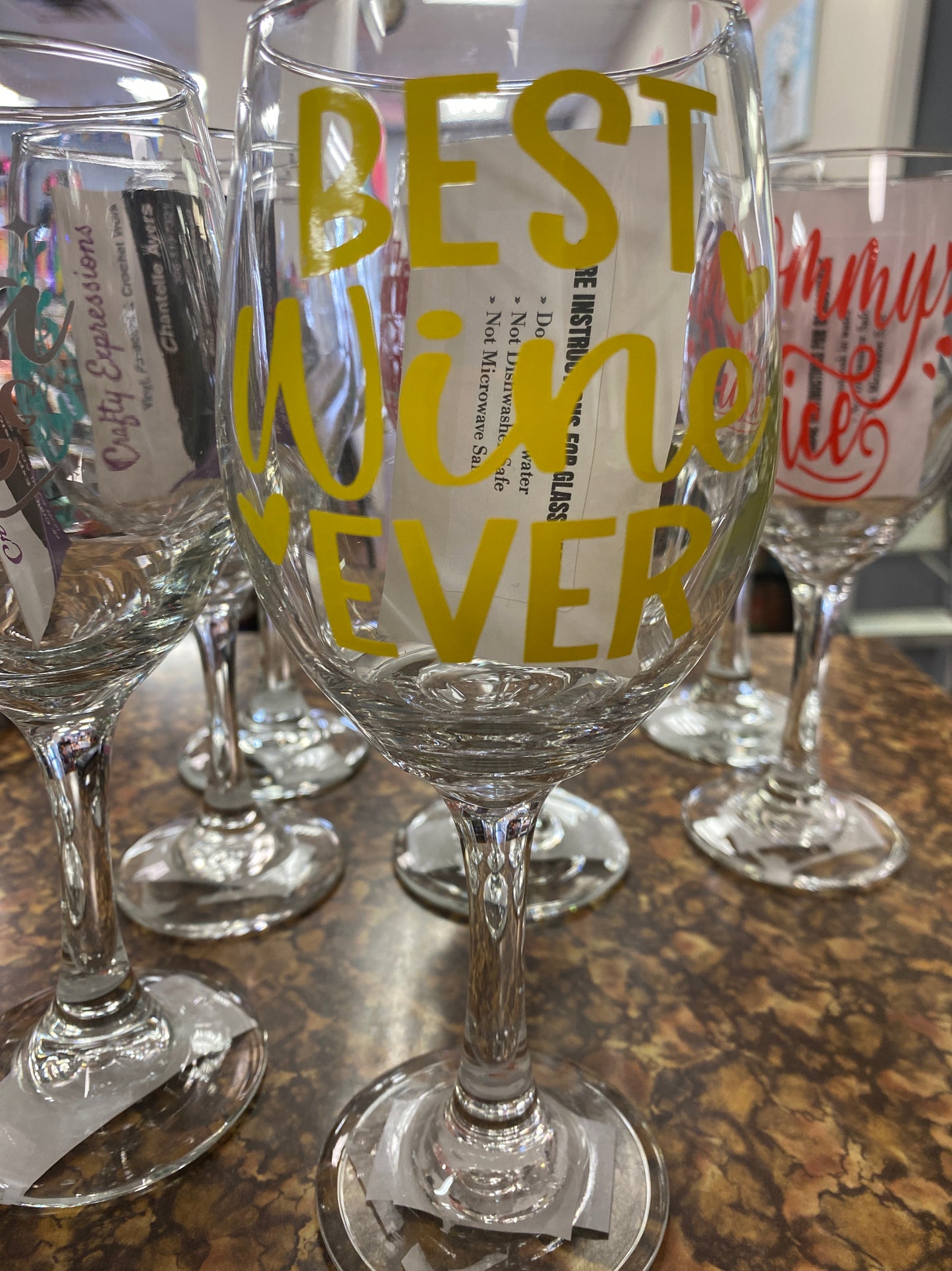 Wine glass best wine ever yellow