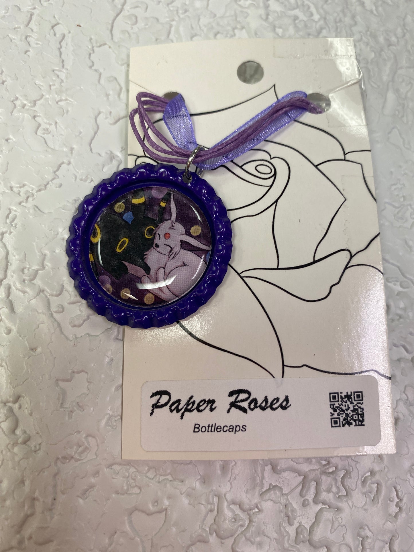 PURPLE UM & ES BOTTLE CAP NECKLACE