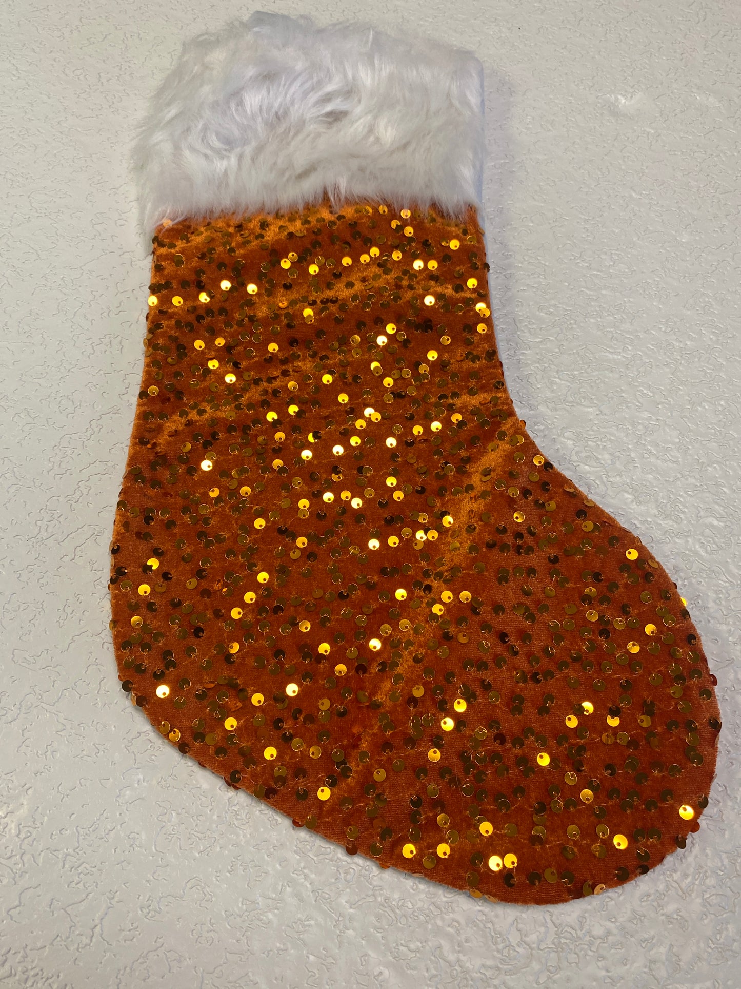 ORANGE SPARKLE XMAS STOCKING