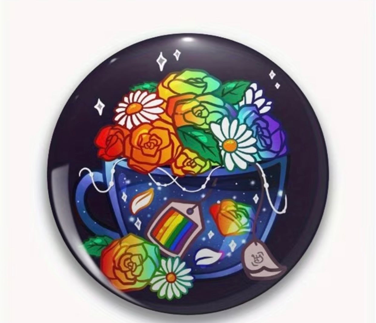PRIDE RAINBOW TEA BUTTON