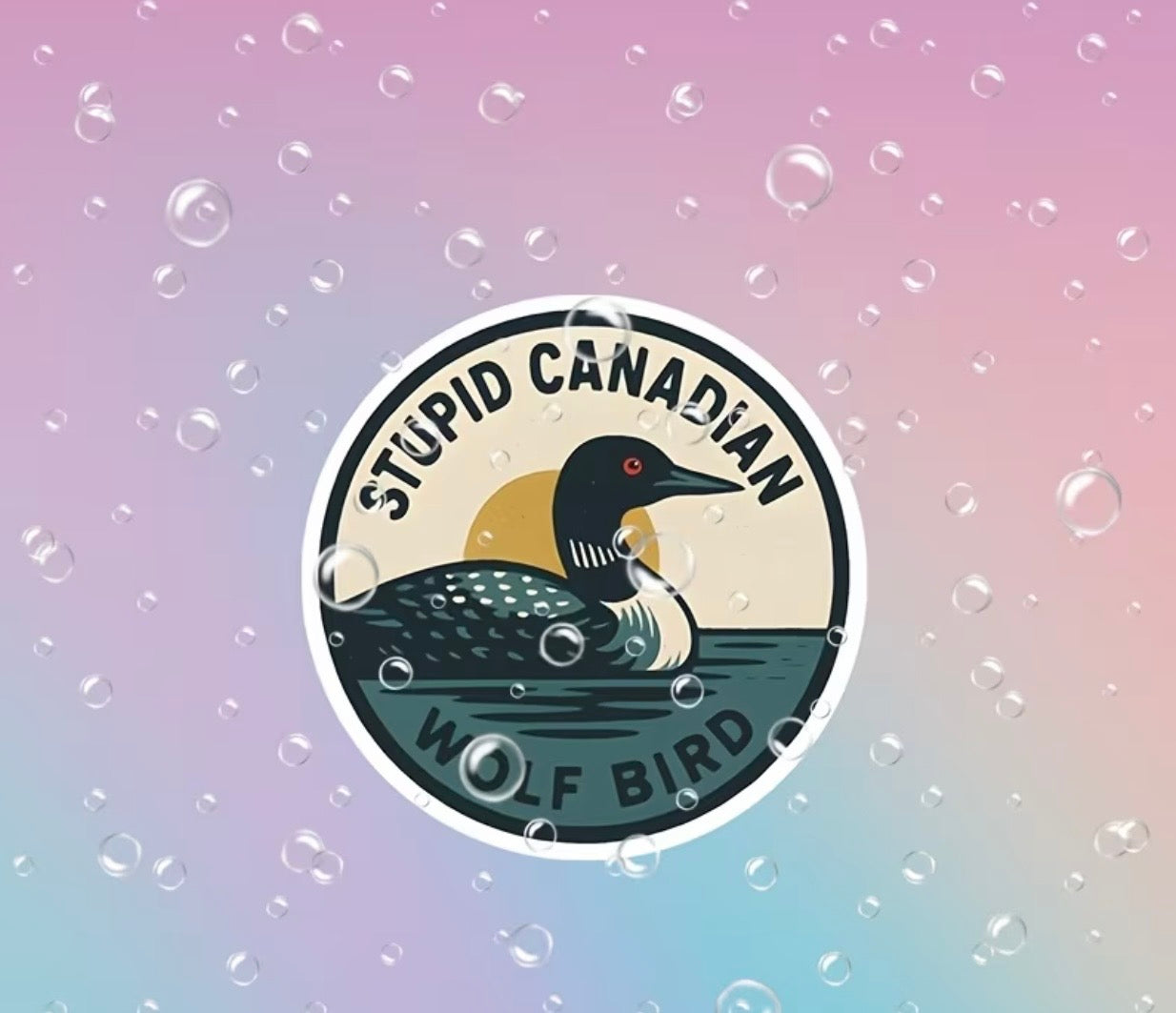STUPID CANADIAN WOLF BIRD STICKER