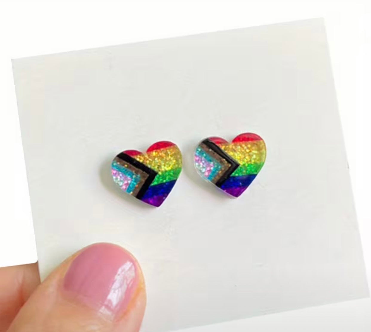 PROGRESS FLAG PRIDE HEART EARRINGS