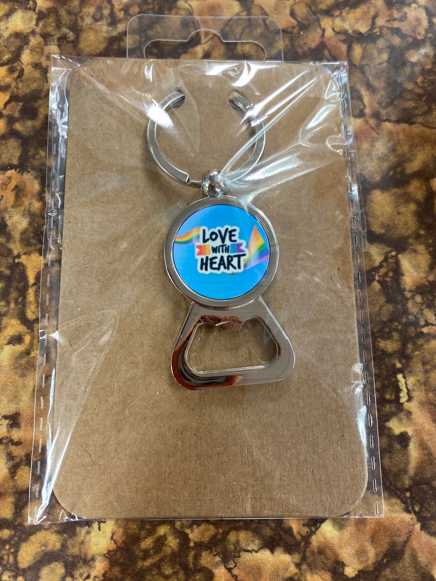 LOVE WITH HEART KEYCHAIN WITH BOTTLE OPENER