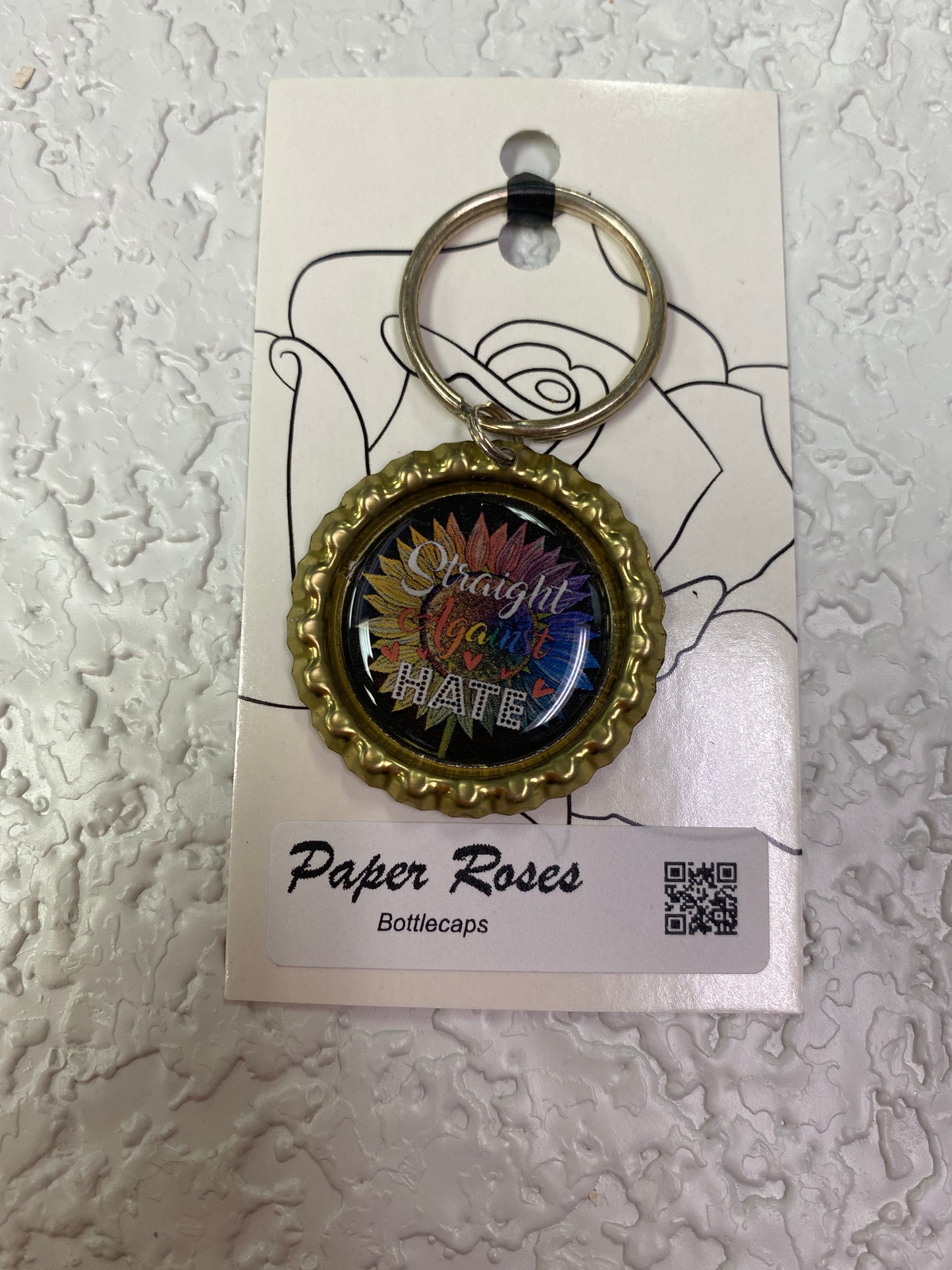 GOLD PRIDE BOTTLE CAP KEYCHAIN