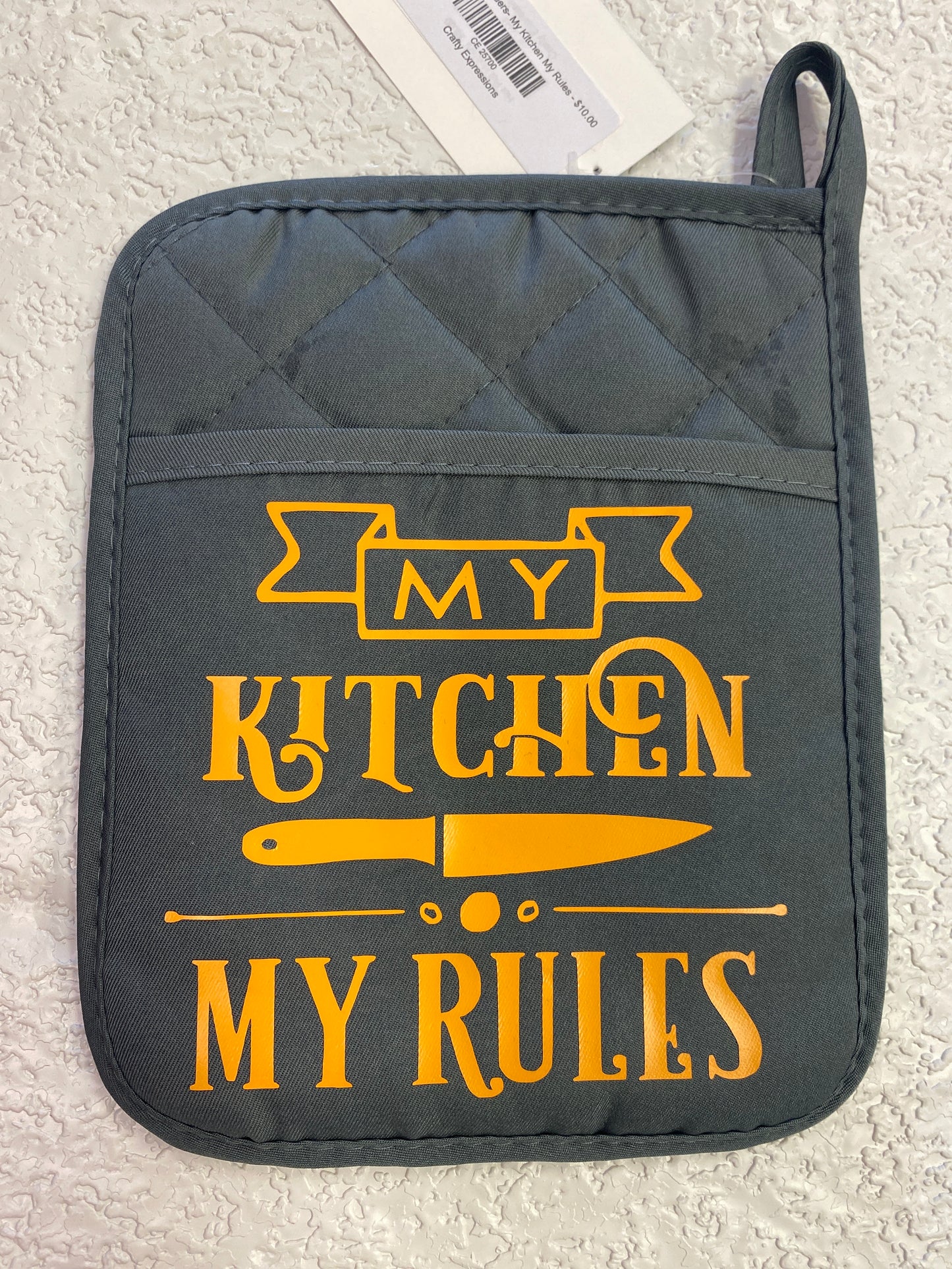 GREY HOT POT HOLDERS MY KITCHEN MY RULES