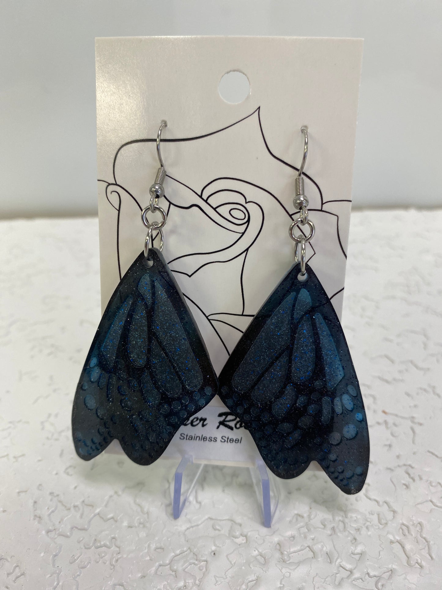 BLUE WINGS DANGLING EARRINGS