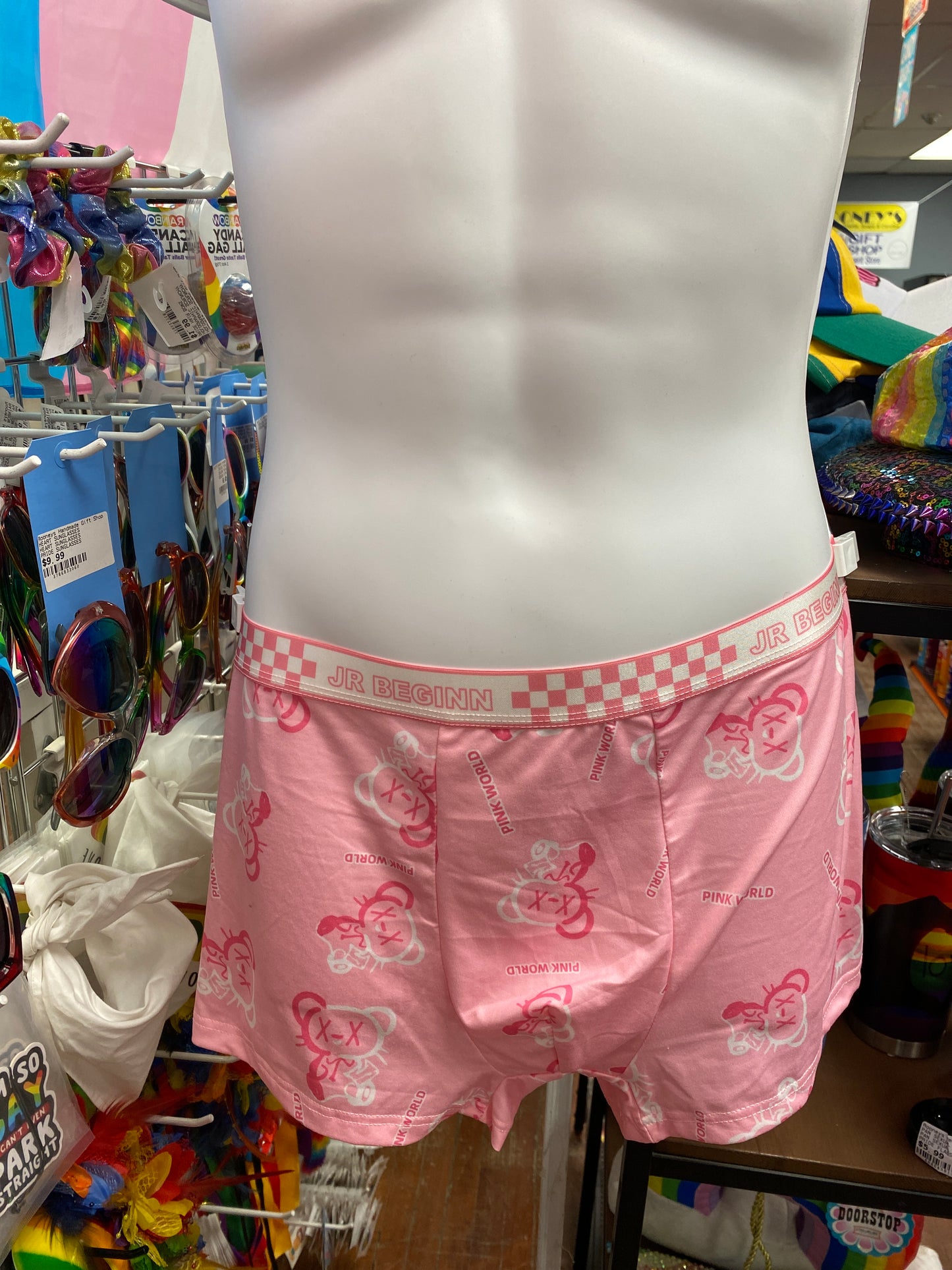 MENS PINK WORLD BEAR BOXERS
