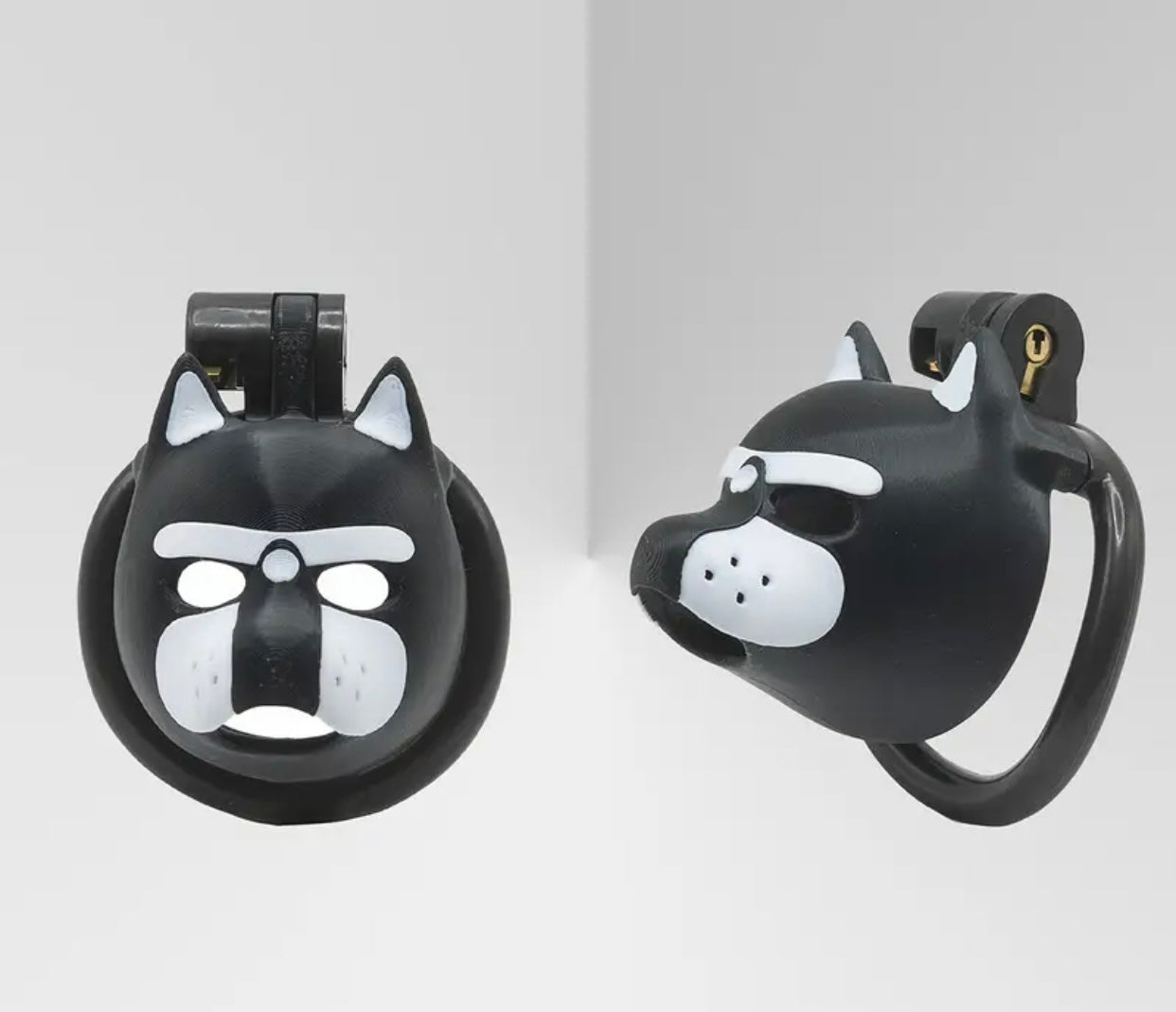BLACK WHITE PUP PLASTIC COCK LOCK