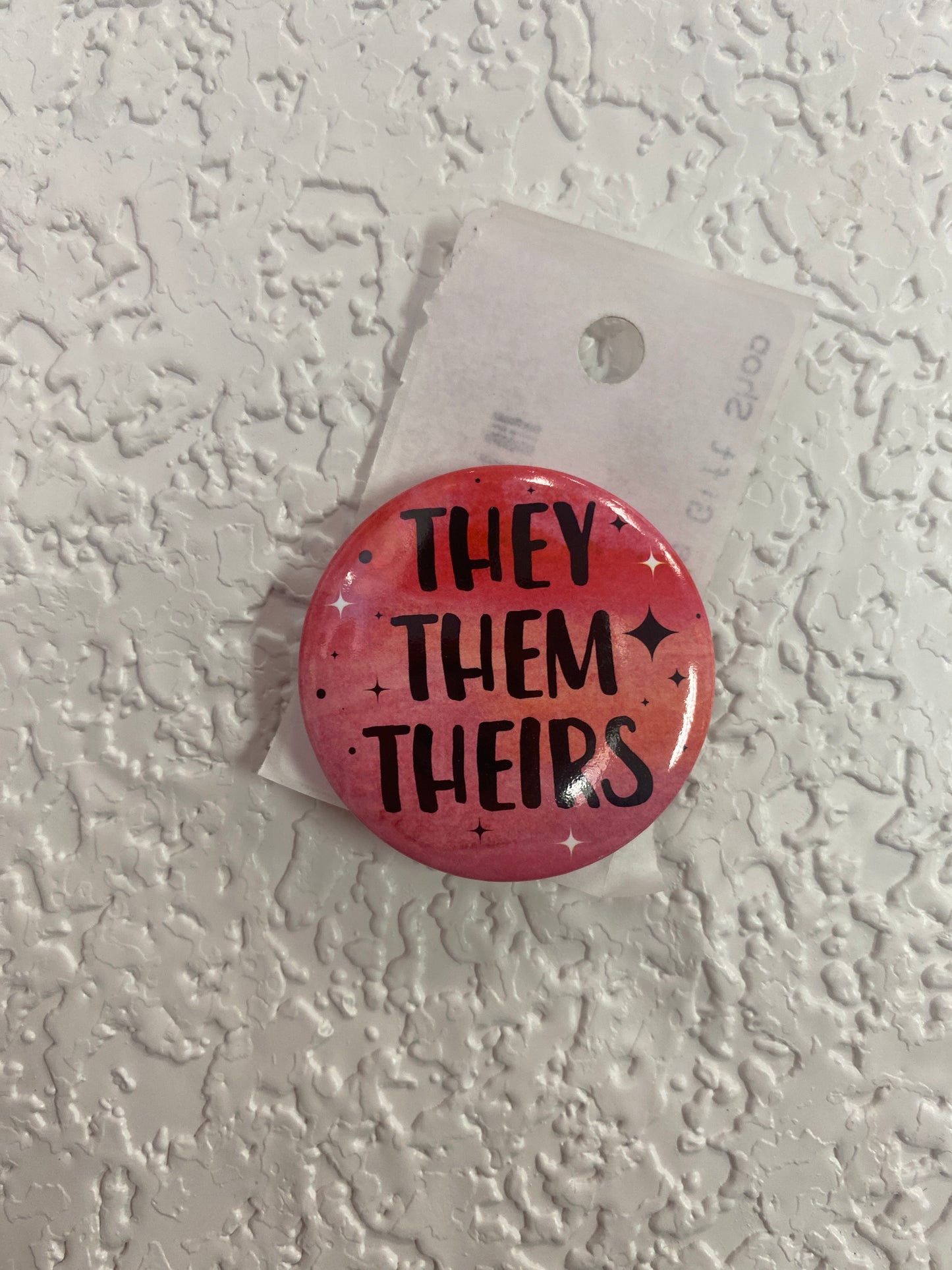 THEY THEM THEIRS RED ORANGE BUTTON