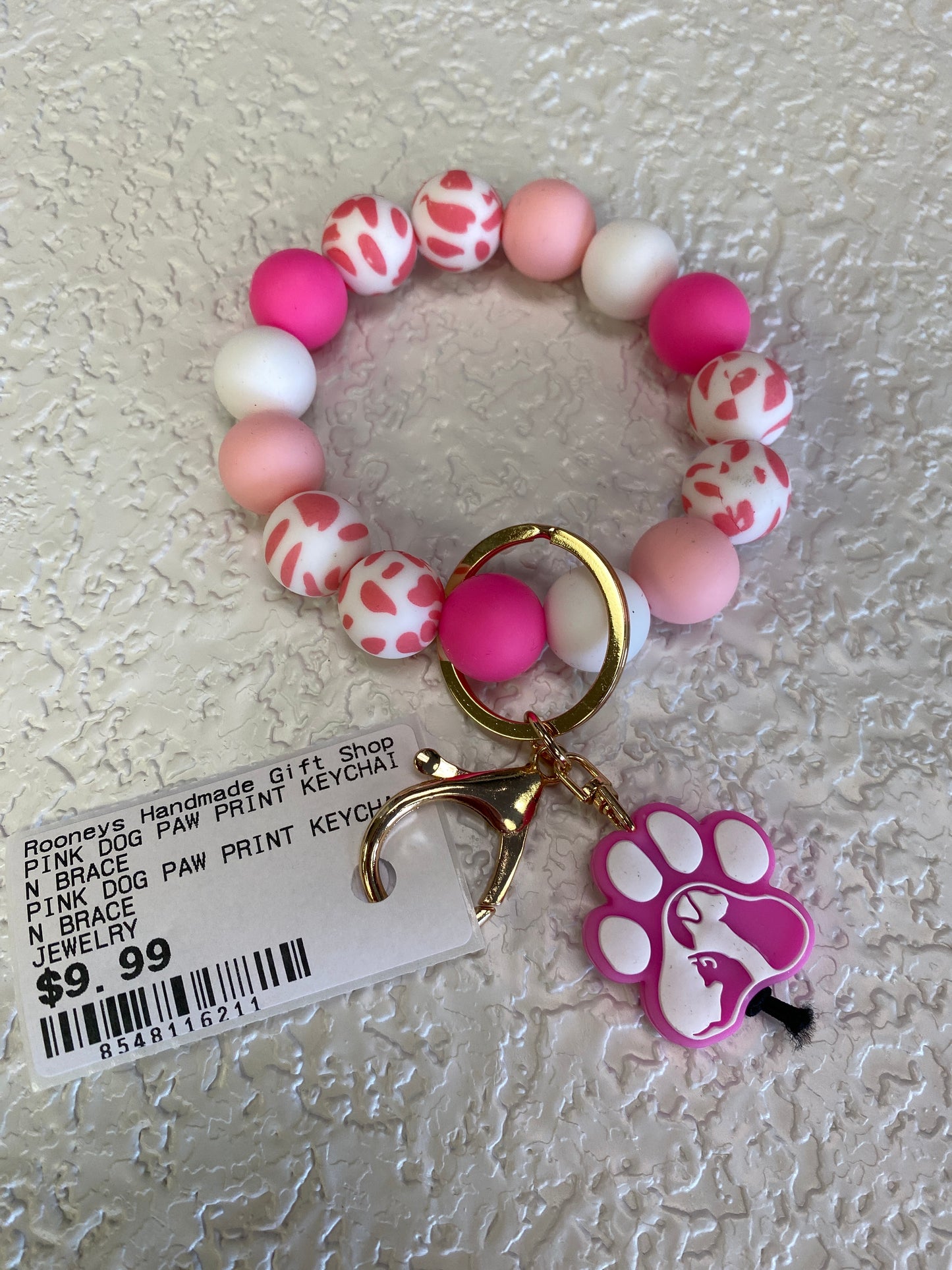 PINK DOG PAW PRINT KEYCHAIN BRACE