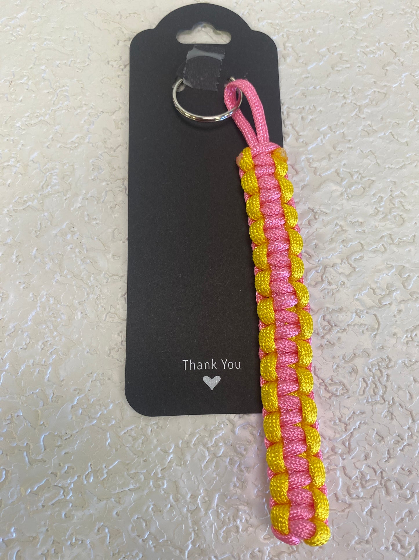 PARACORD KEYCHAIN LARGE COBRA YELLOW PINK