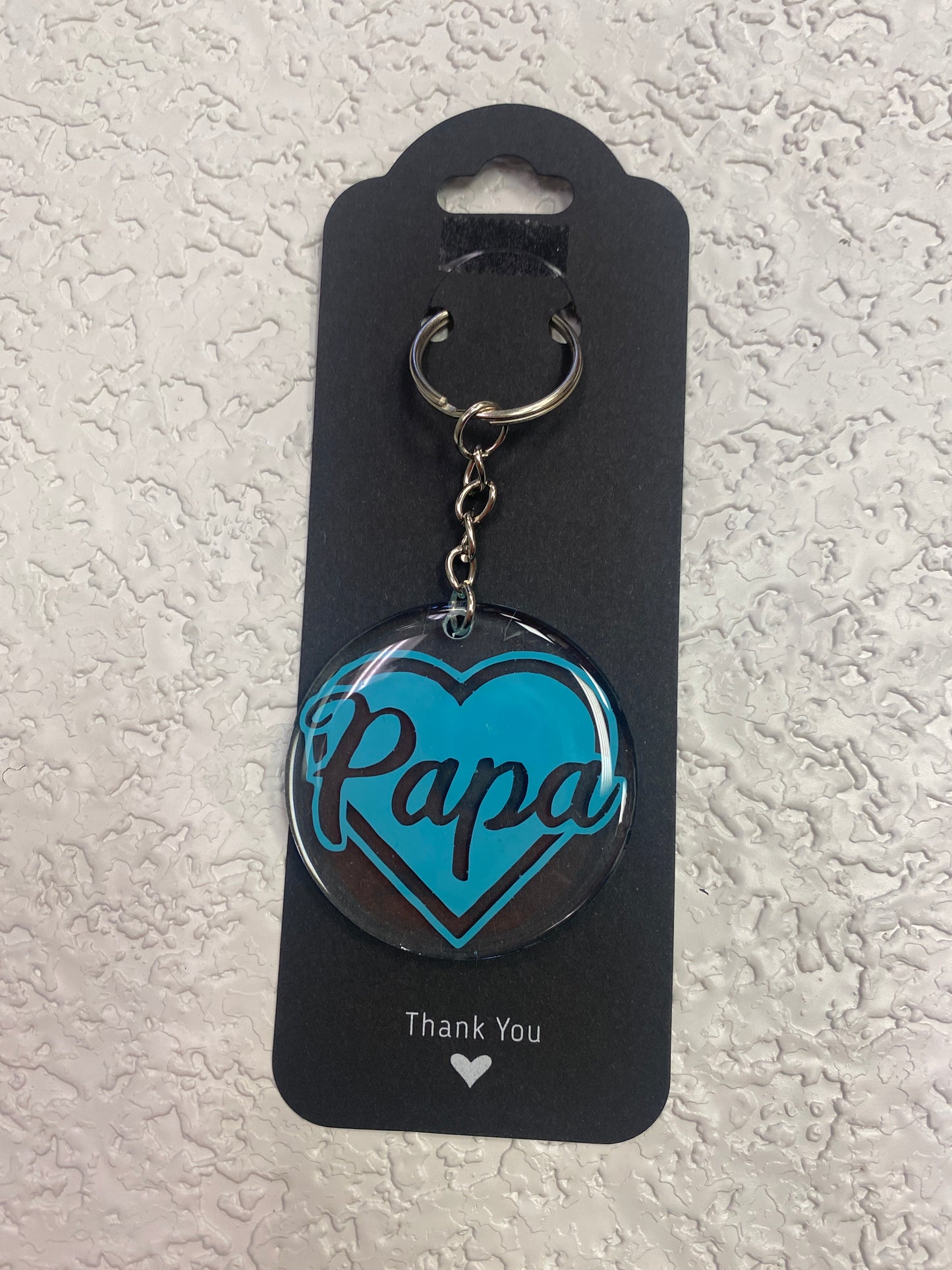 KEYCHAIN FULL HEART PAPA TEAL