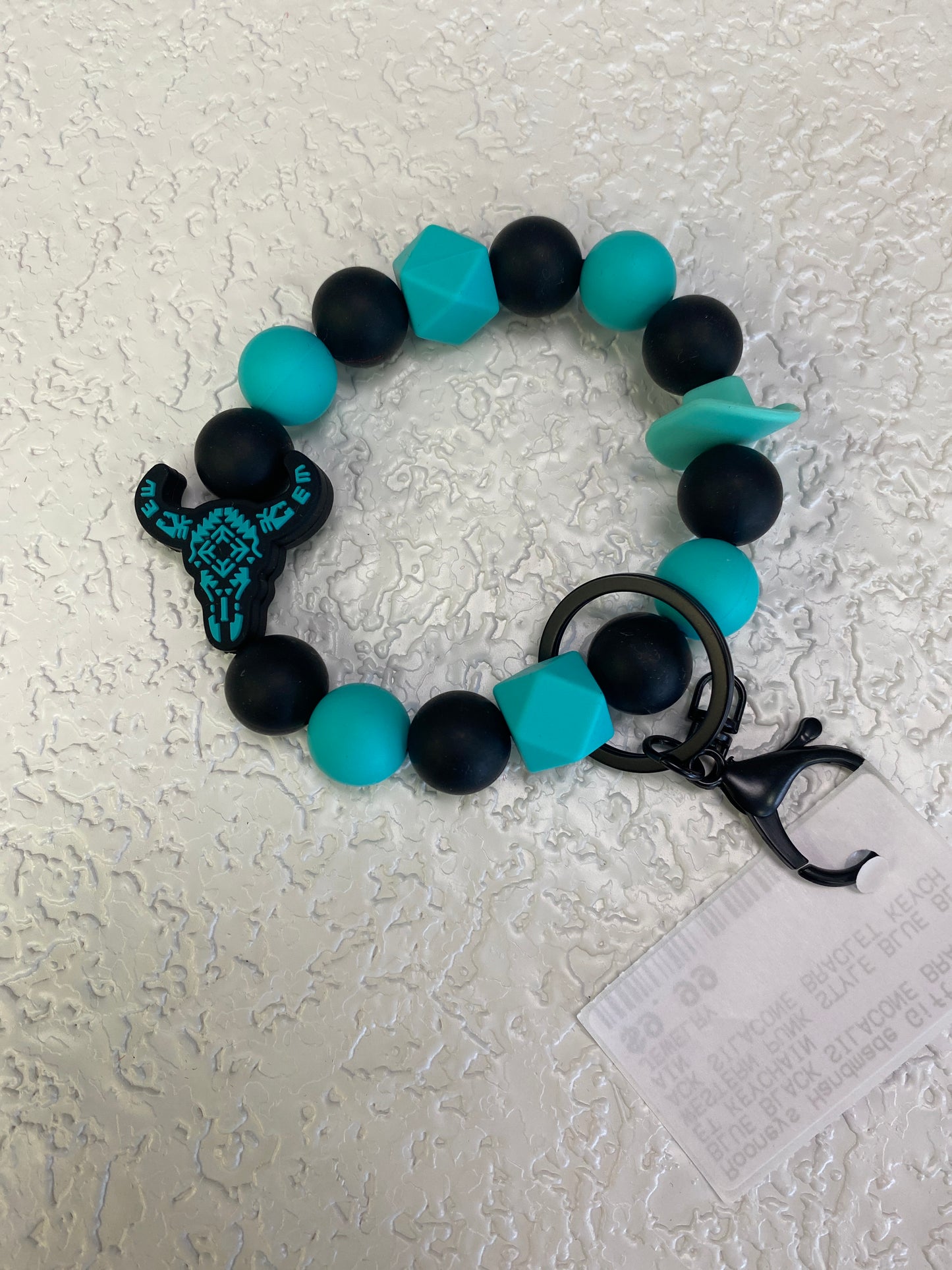 WESTERN PUNK STYLE BLUE BLACKSILACONE BRACLET KEYC