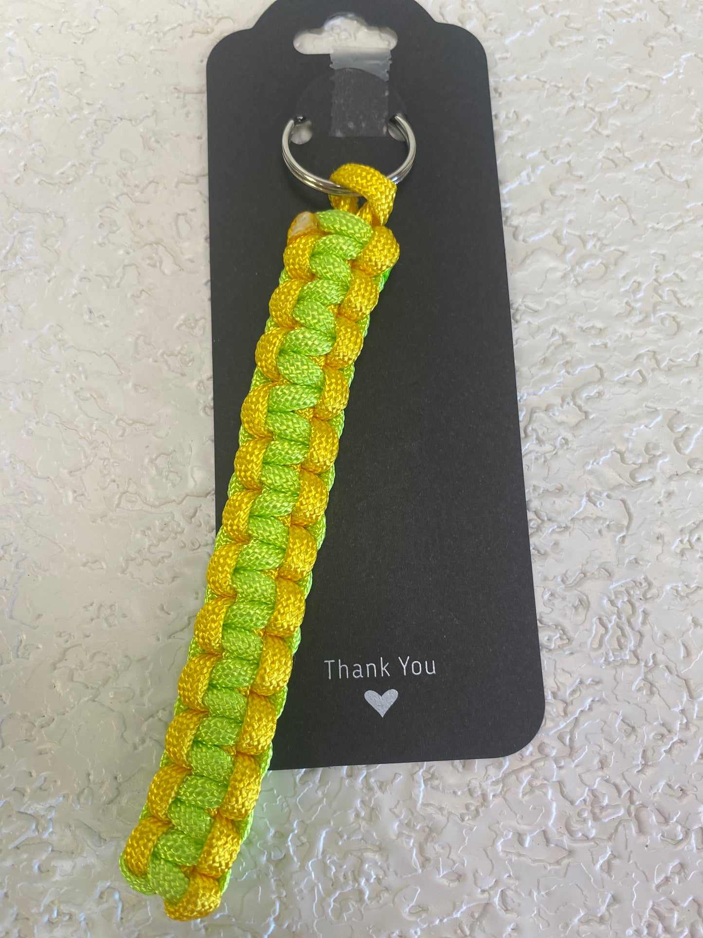 PARACORD KEYCHAIN LARGE COBRA YELLOW BRIGHT GREEN