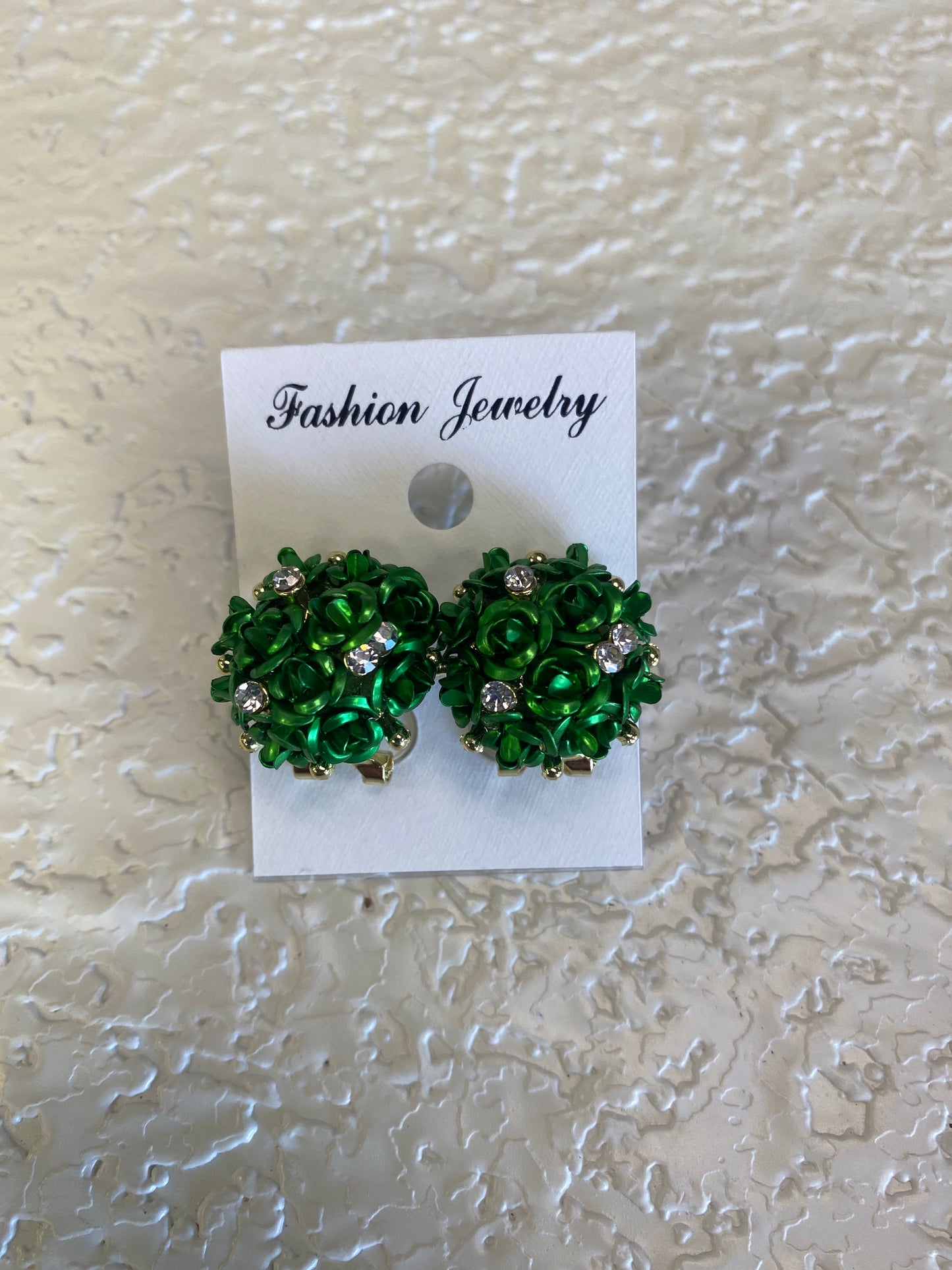 ROSE FLOWER STUD EARRINGS GREEN