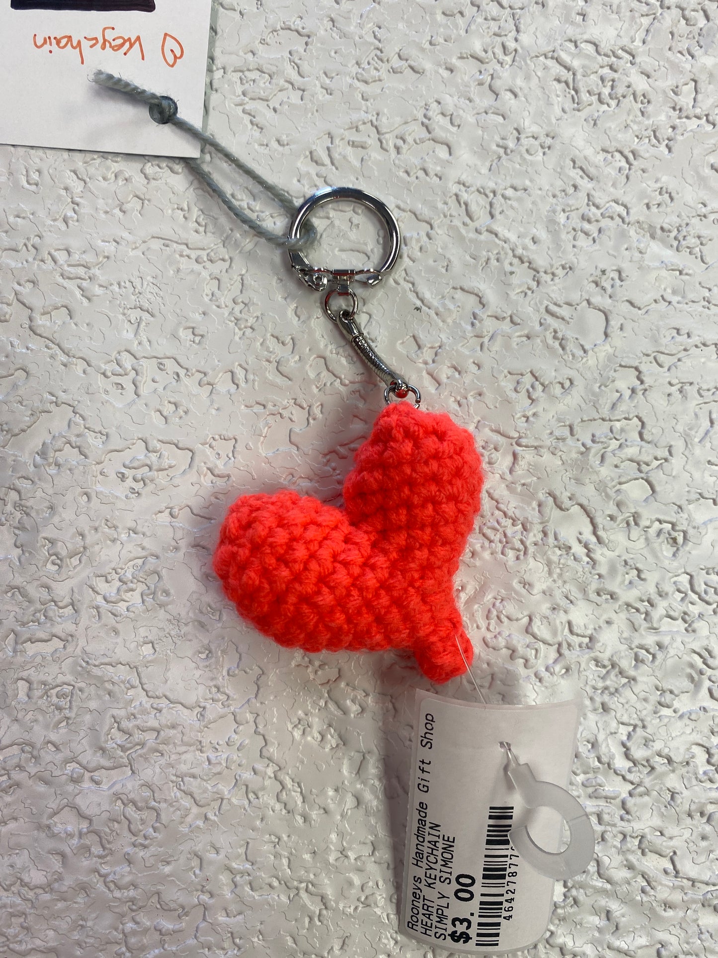 NEON ORANGE HEART KEYCHAIN