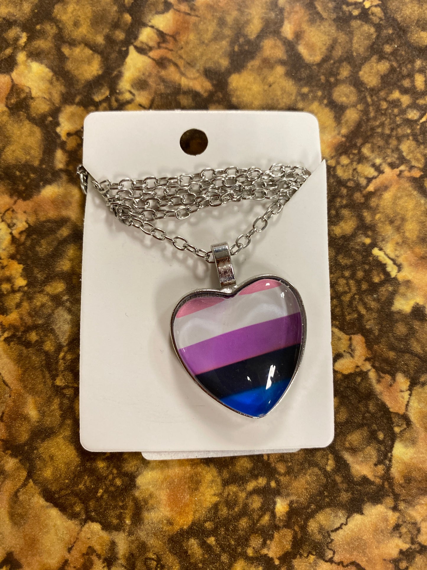 GENDER FLUID PRIDE HEART NECKLACE