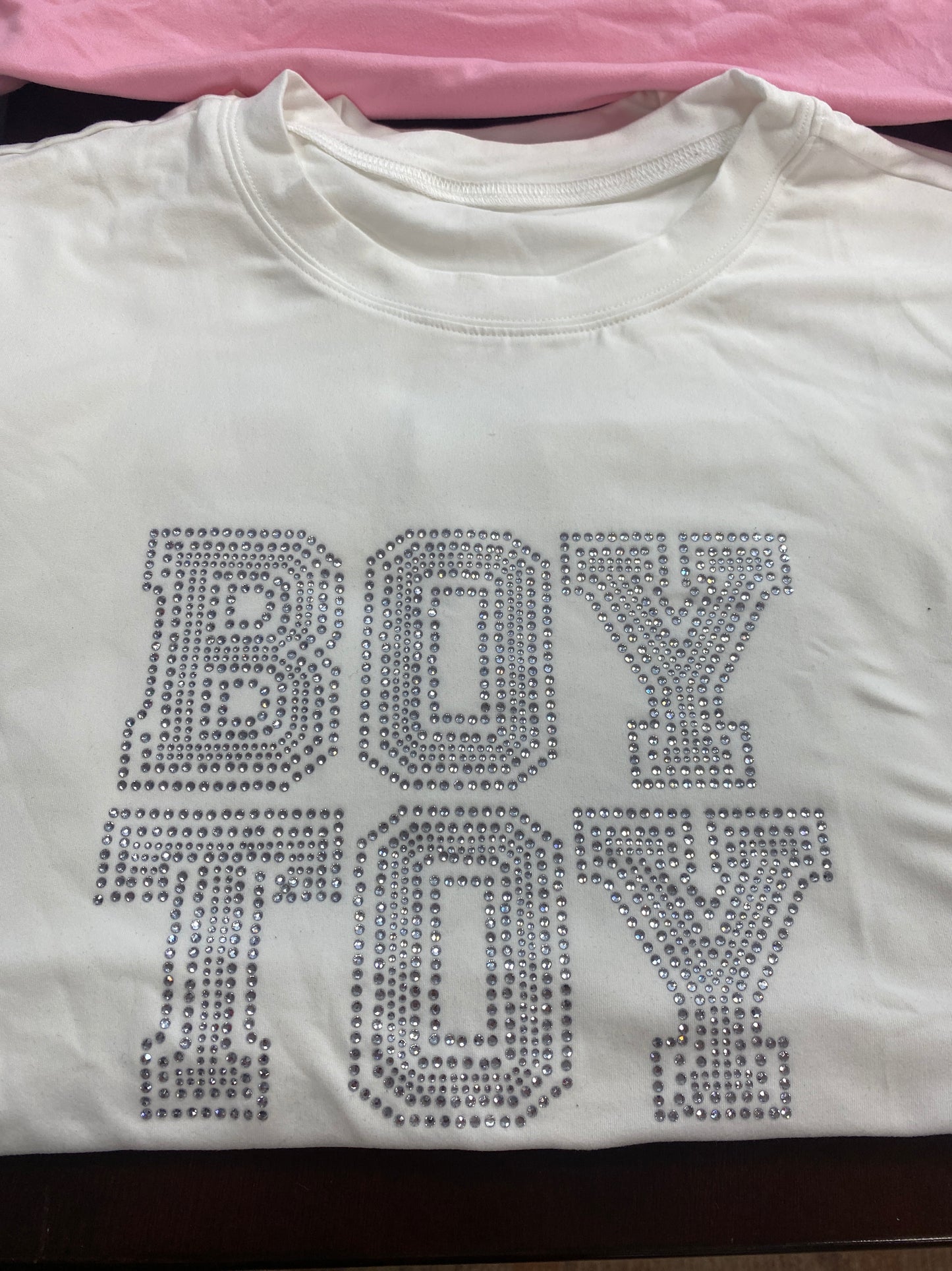 BOY TOY RHINESTONE WHITE SHIRT LARGE