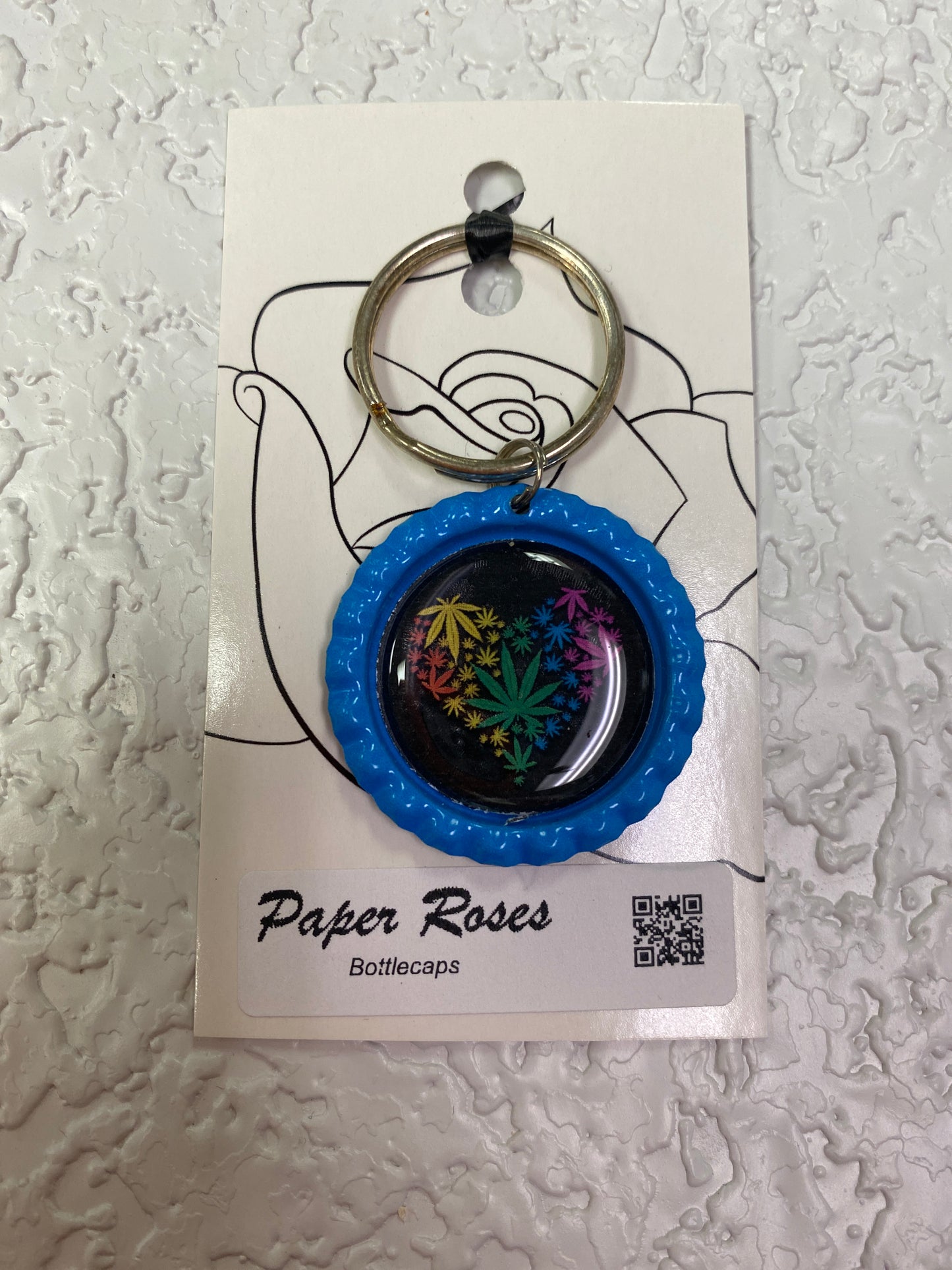 BLUE POT PRIDE BOTTLE CAP KEYCHAIN