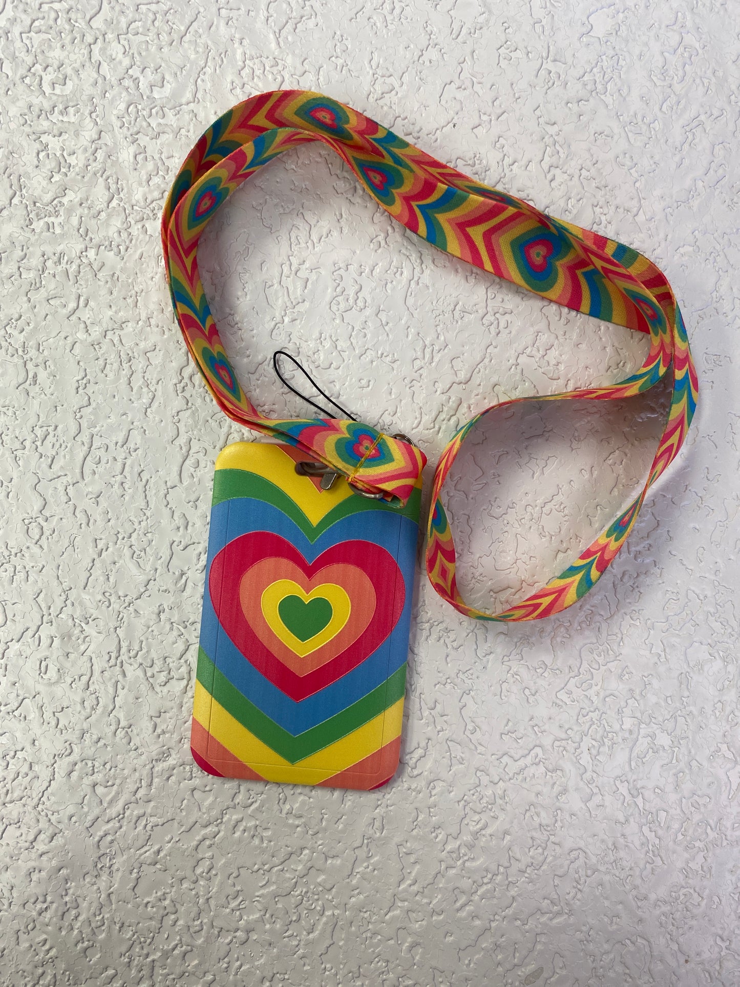 PASTEL HEARTS LANYARD WITH HOLDER