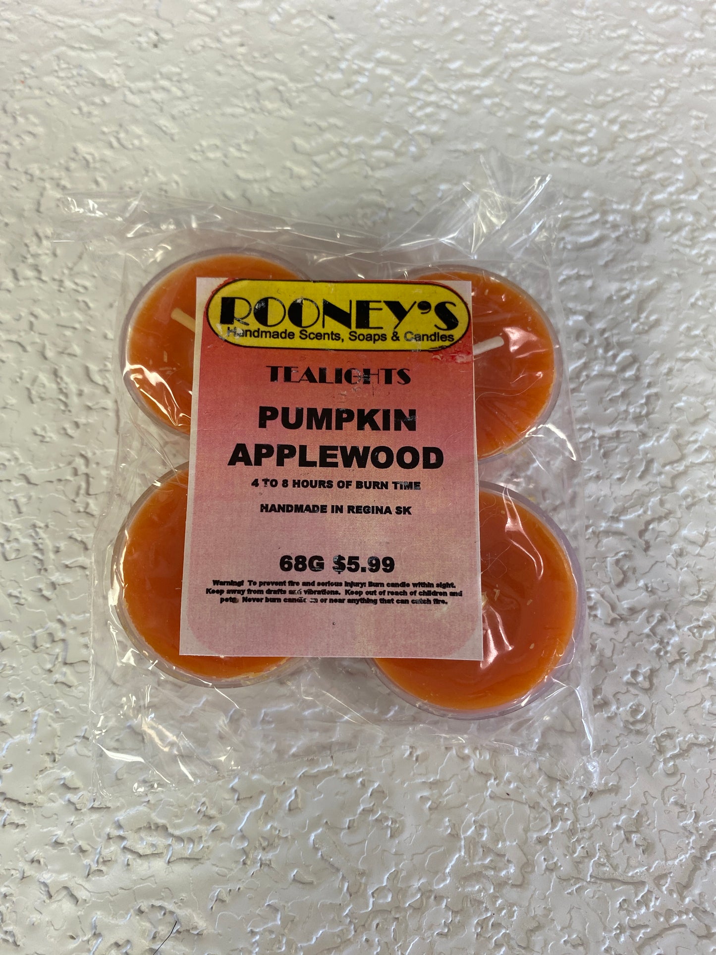PUMPKIN APPLEWOOD 4 PK TEALIGHTS