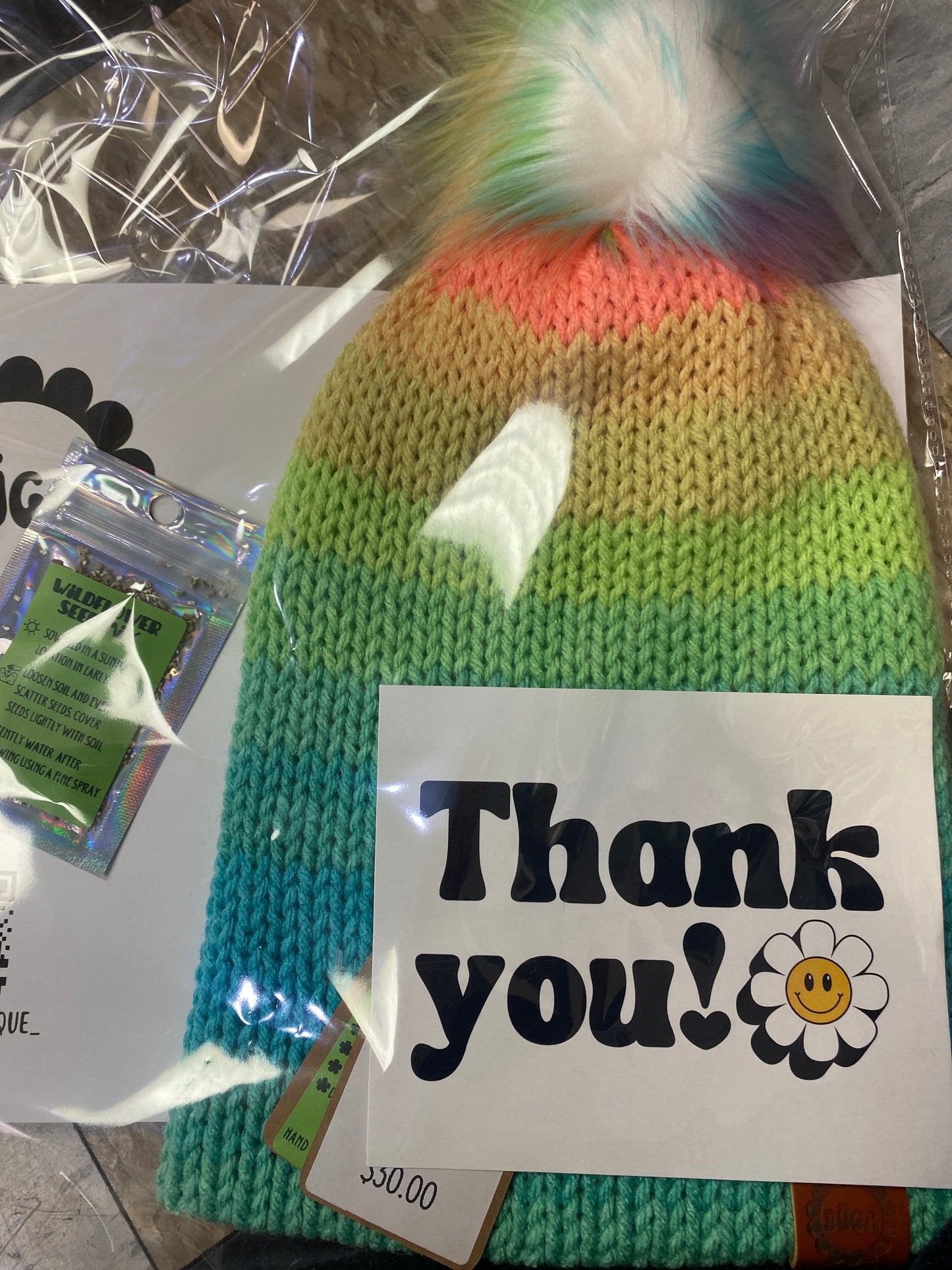 RETRO RAINBOW KNIT HAT