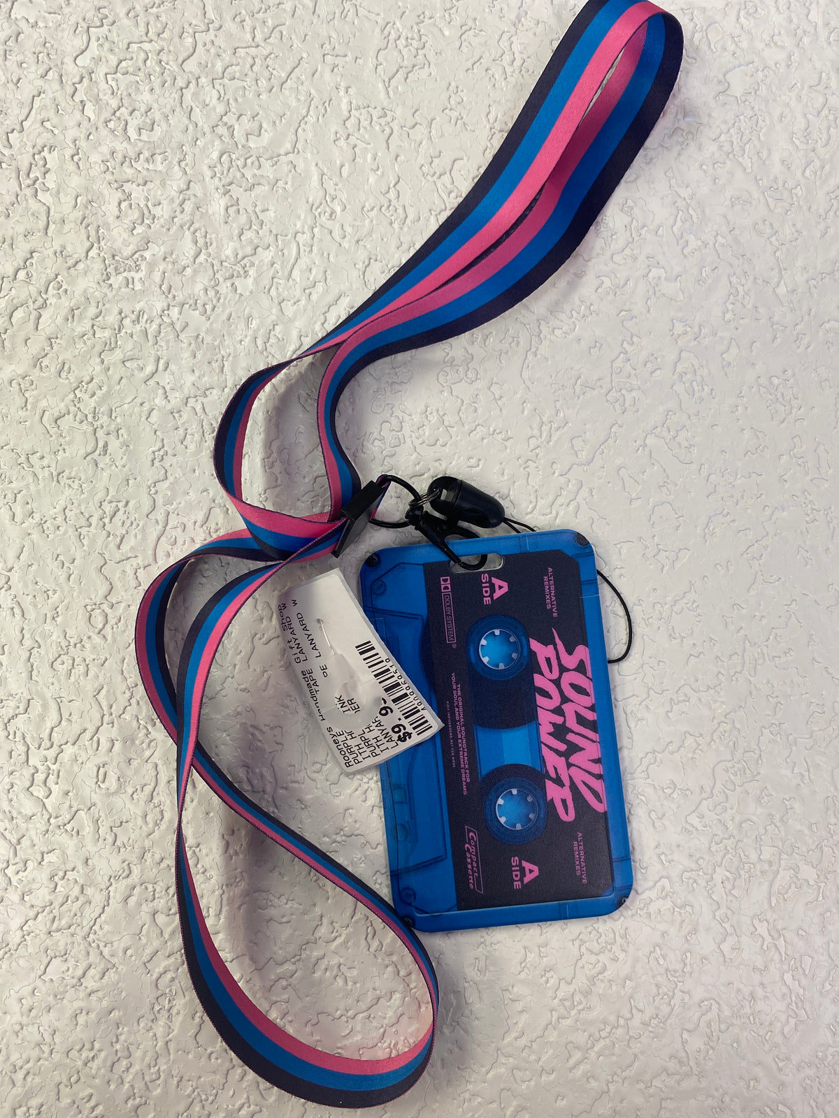 PURPLE PINK TAPE LANYARD WITH HOLDER