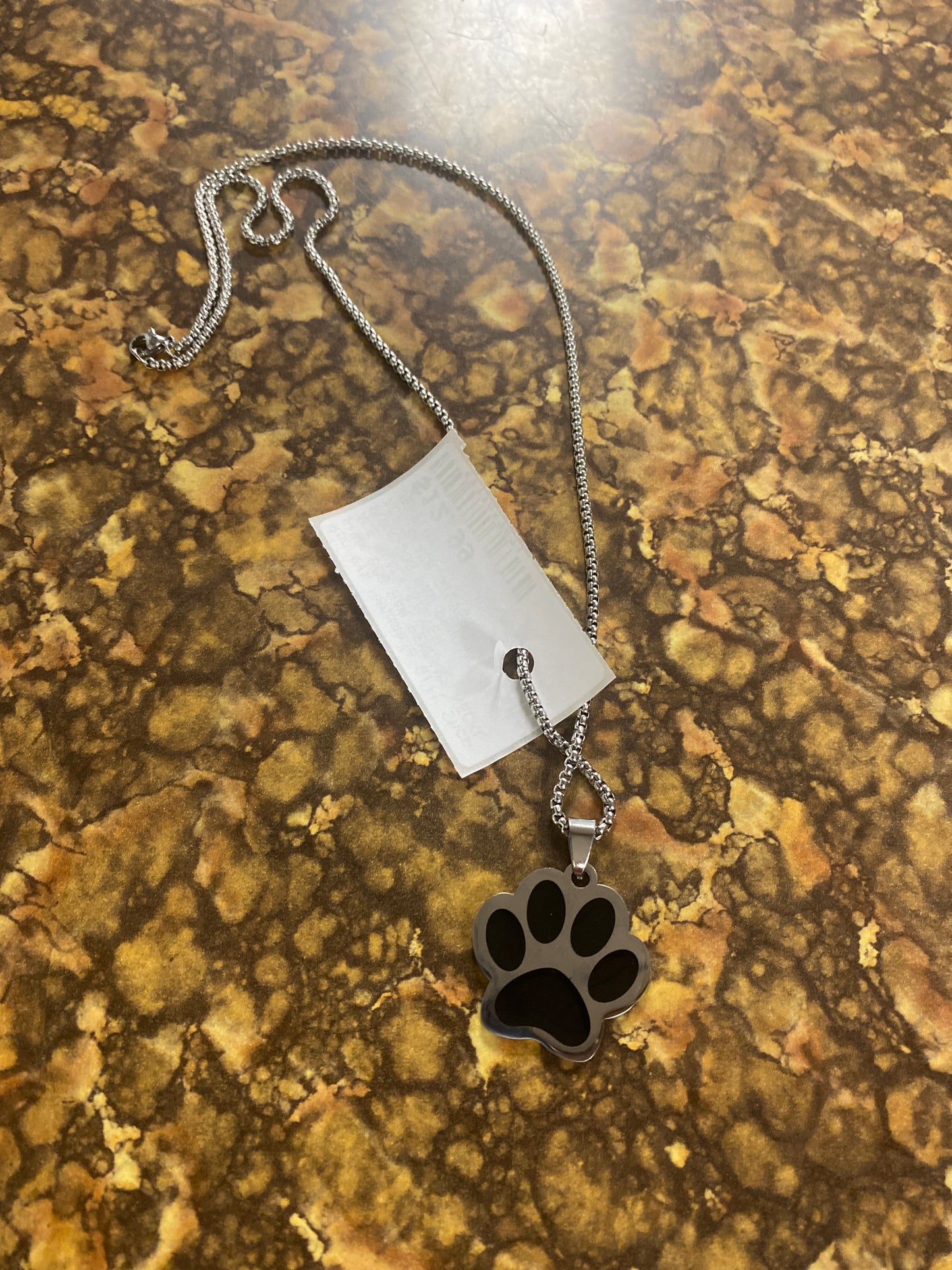 PUNK DOG PAW PENDANT NECKLACE BLACK SILVER