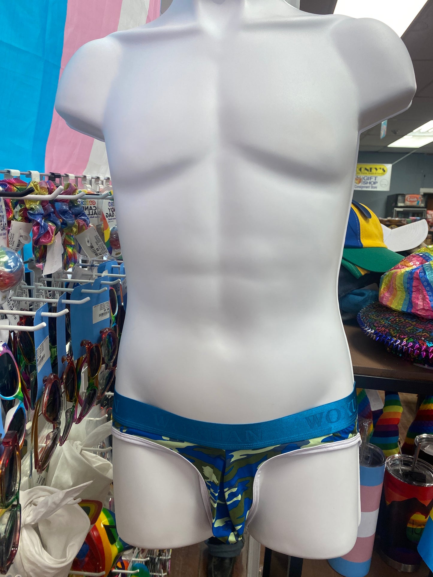 CAMO & LETTER GRAPHIC BLUE UNDERWEAR