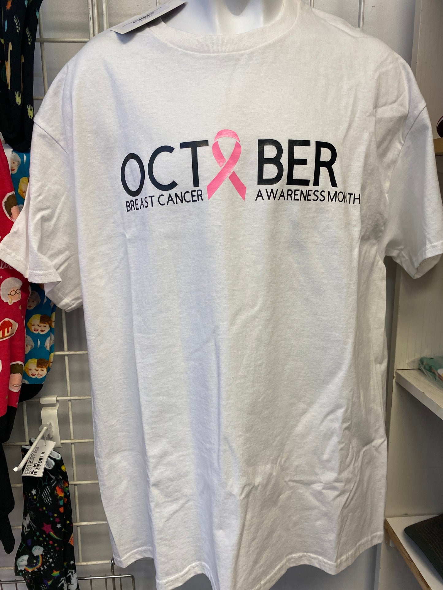 WHITE OCTOBER BREAST CANCER ADULT SIZE XL